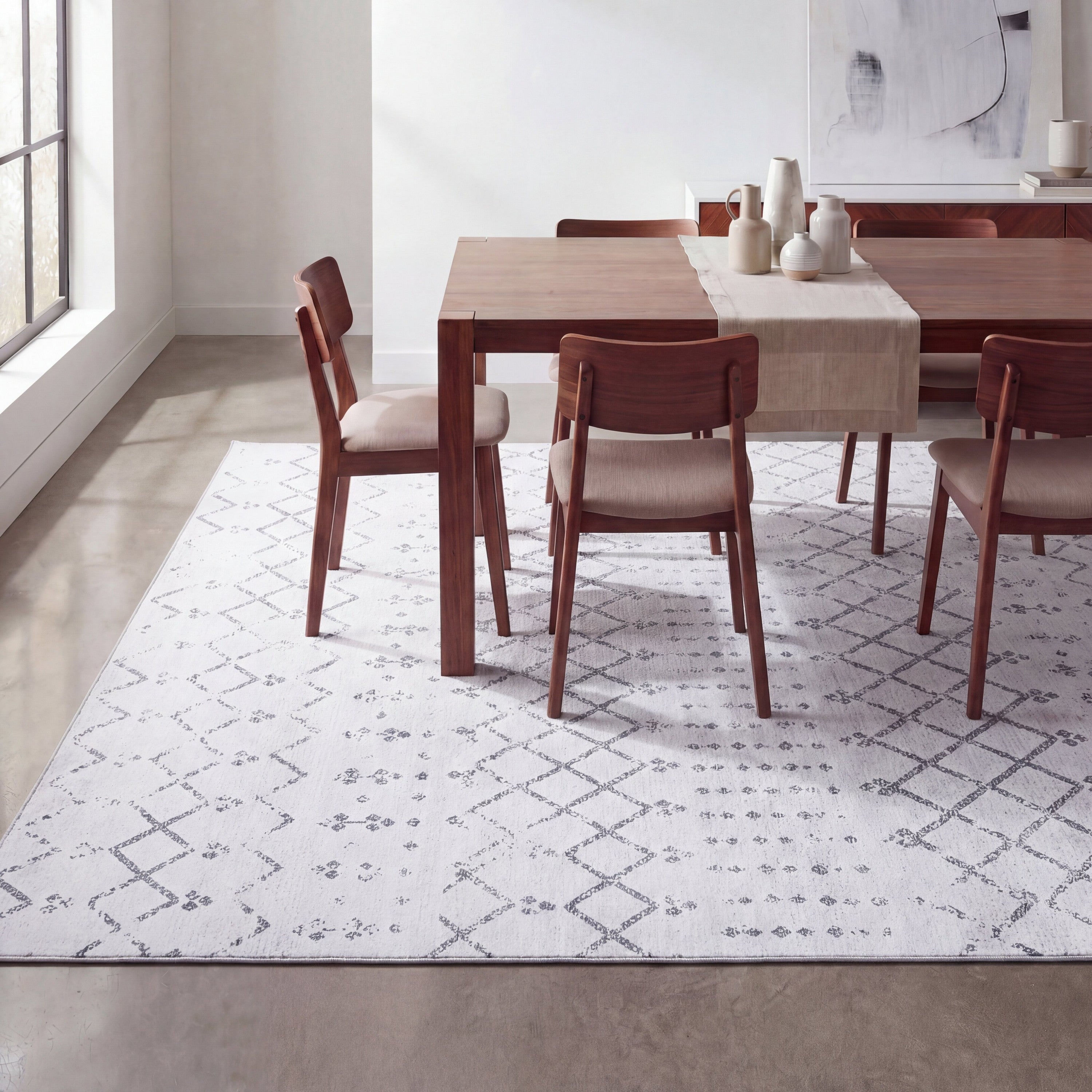 Leila Moroccan Diamond Trellis Non-Slip Machine-Washable Rug