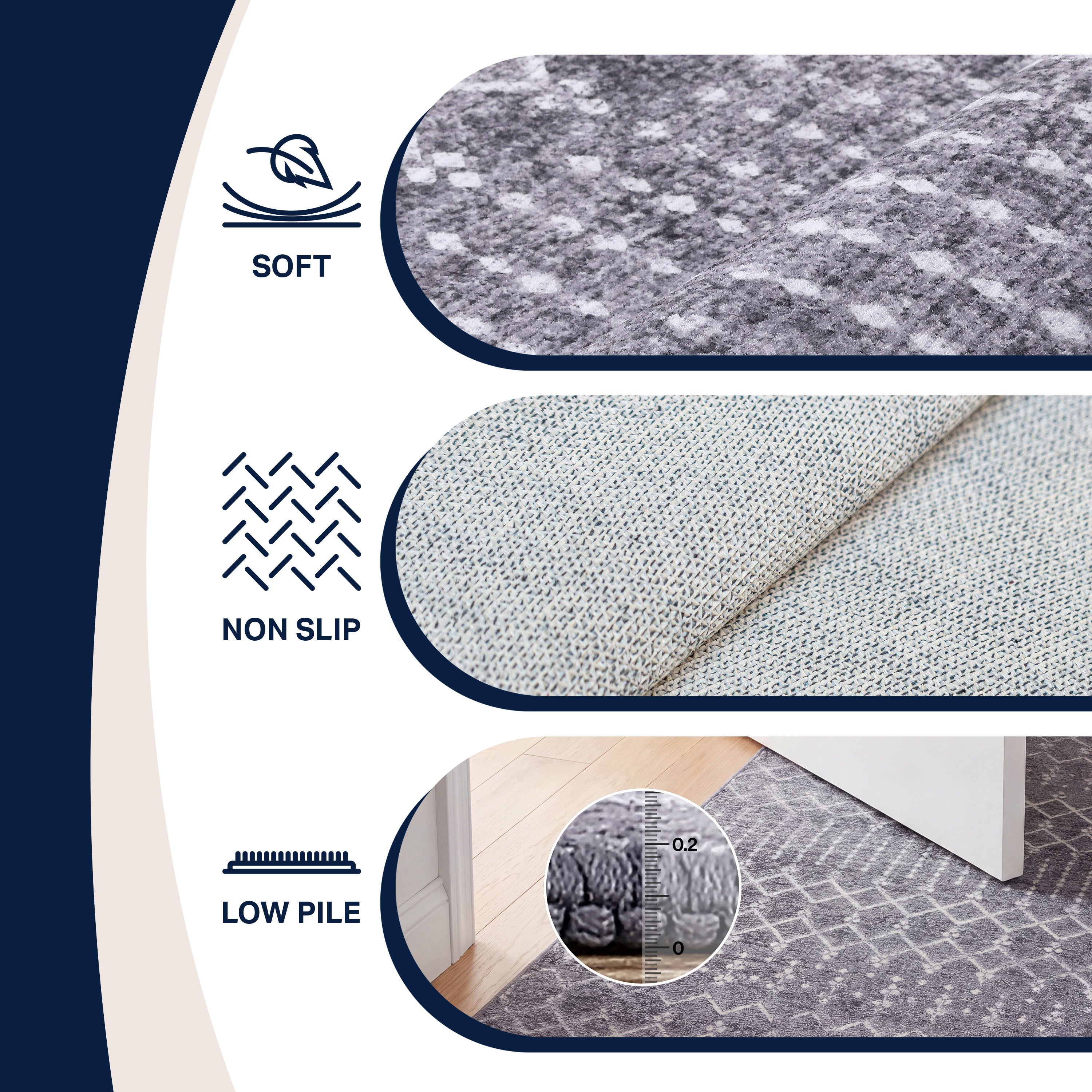 Leila Moroccan Diamond Trellis Non-Slip Machine-Washable Rug