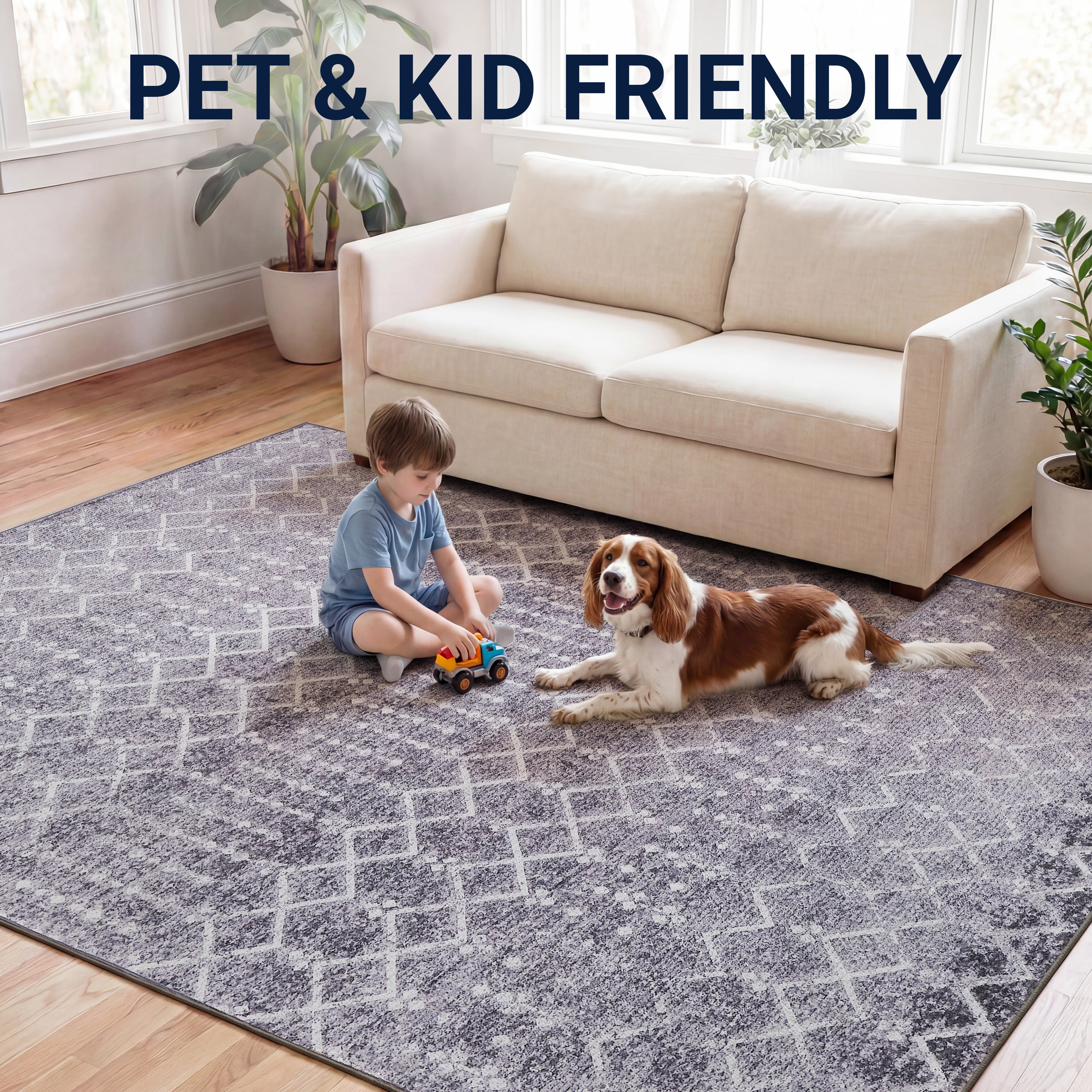 Leila Moroccan Diamond Trellis Non-Slip Machine-Washable Rug
