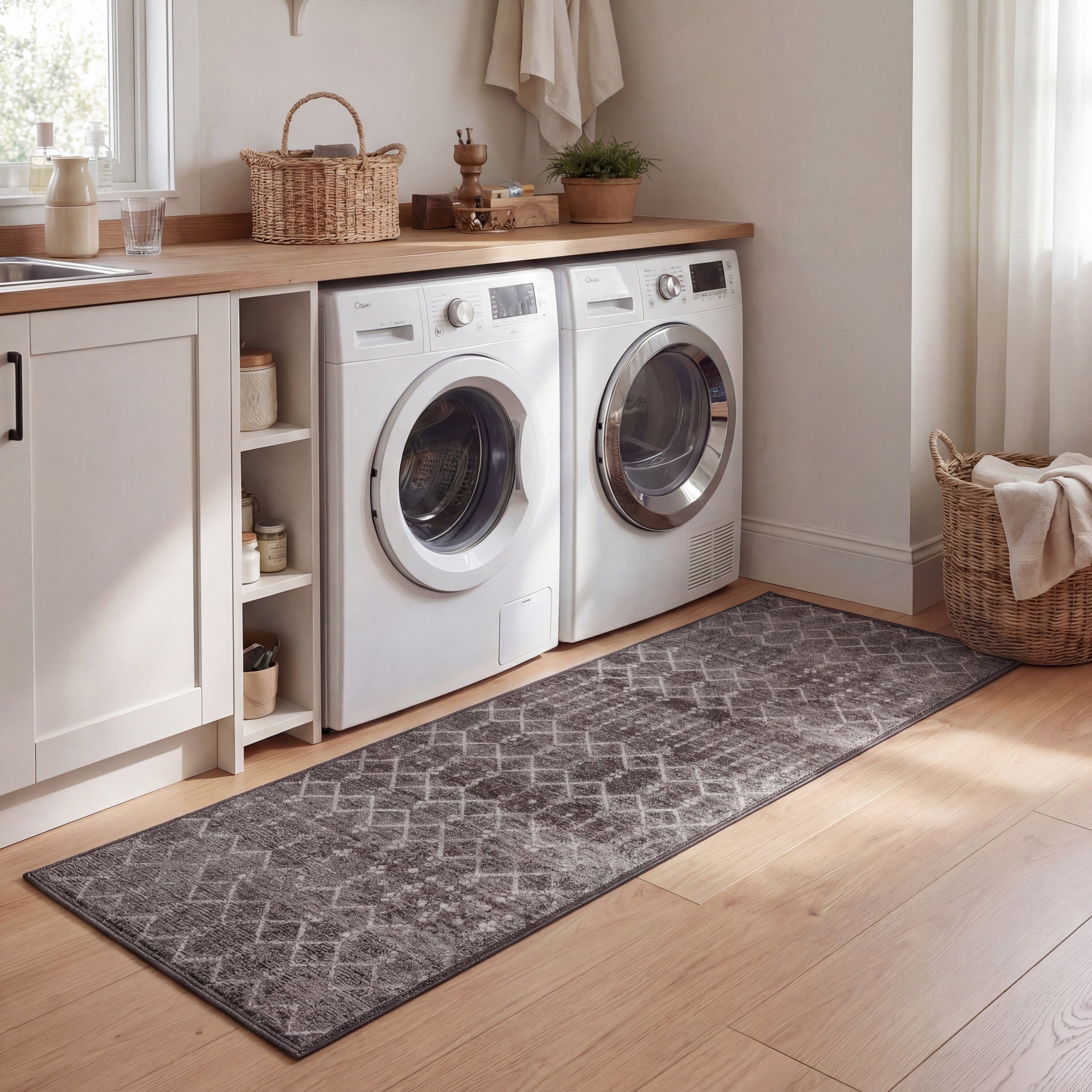 Leila Moroccan Diamond Trellis Non-Slip Machine-Washable Rug