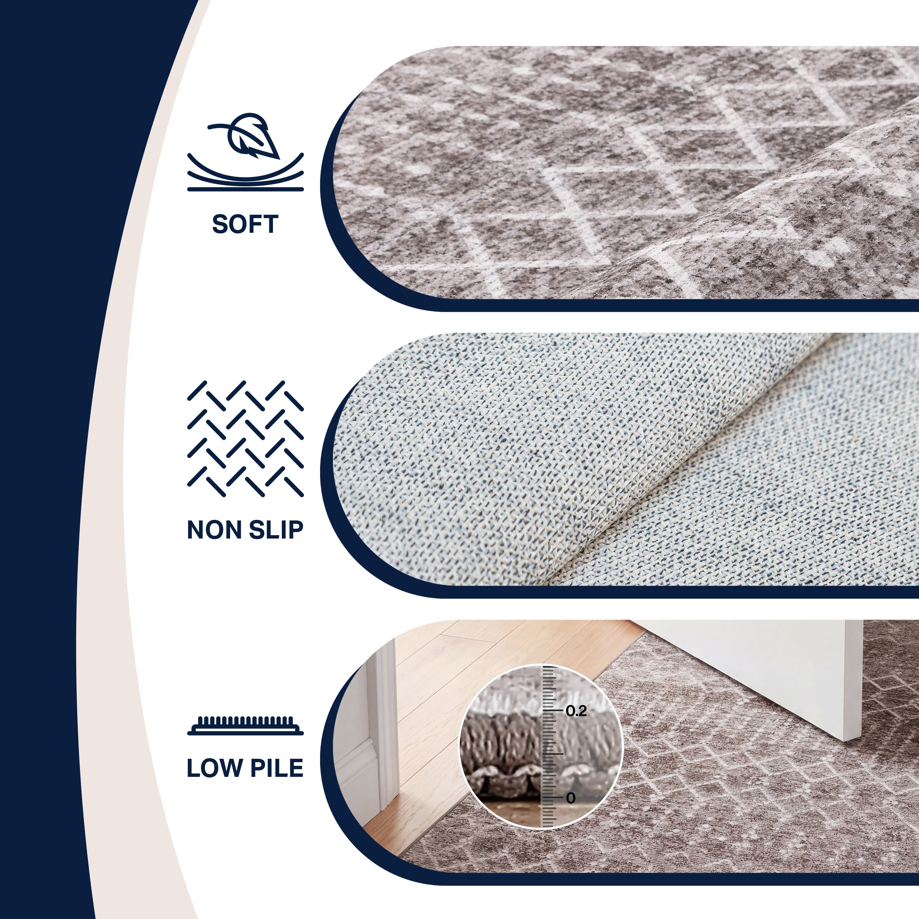 Leila Moroccan Diamond Trellis Non-Slip Machine-Washable Rug