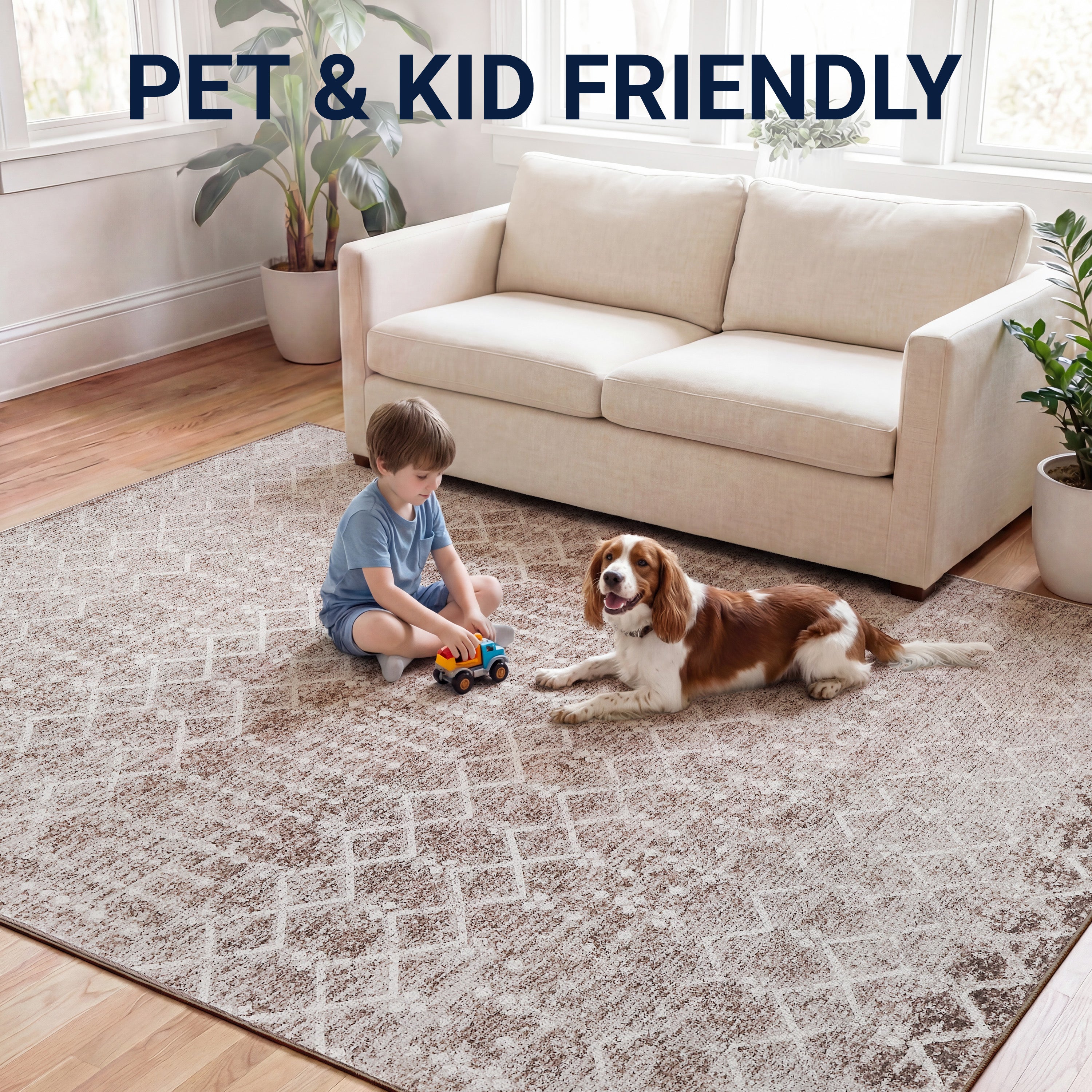 Leila Moroccan Diamond Trellis Non-Slip Machine-Washable Rug