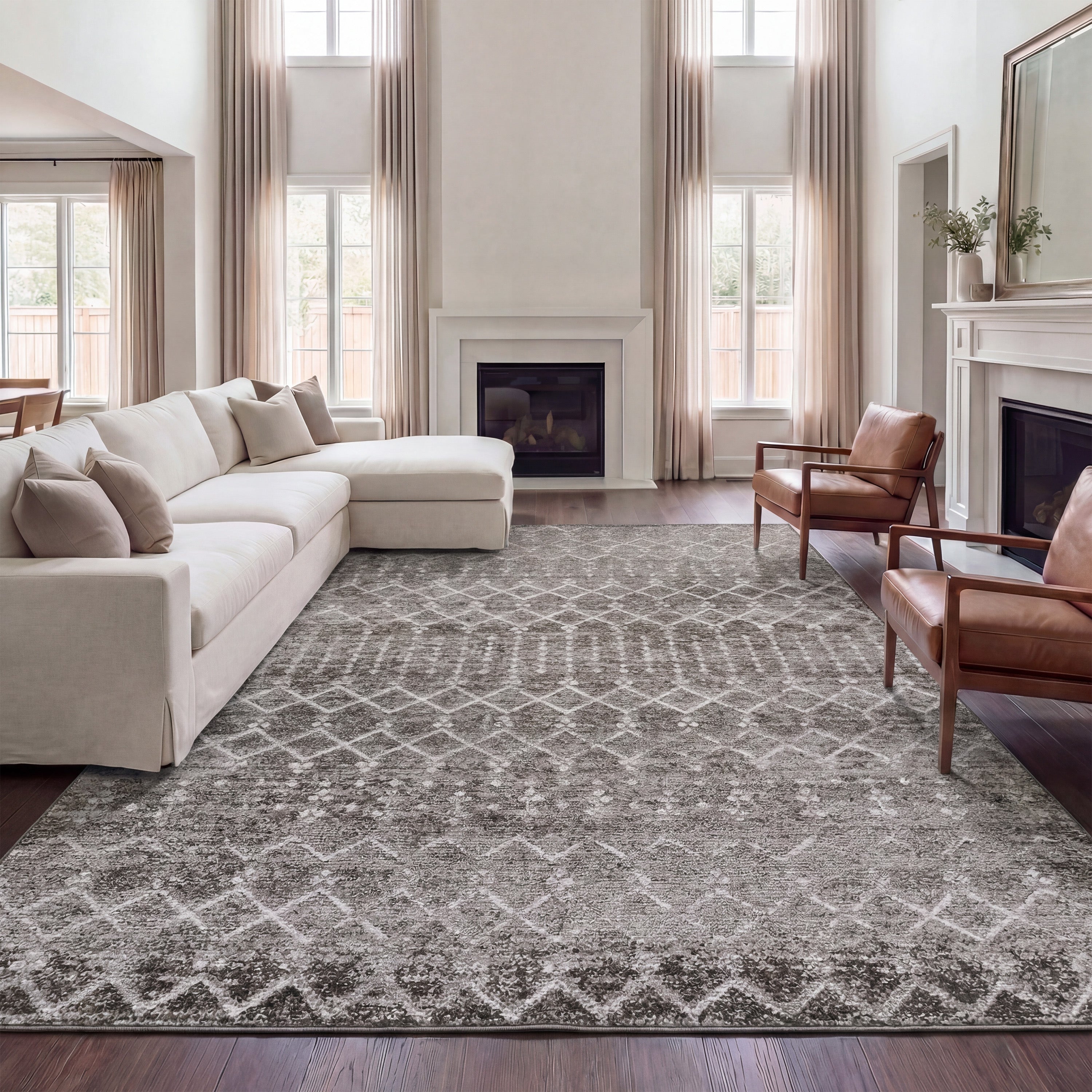 Leila Moroccan Diamond Trellis Non-Slip Machine-Washable Rug
