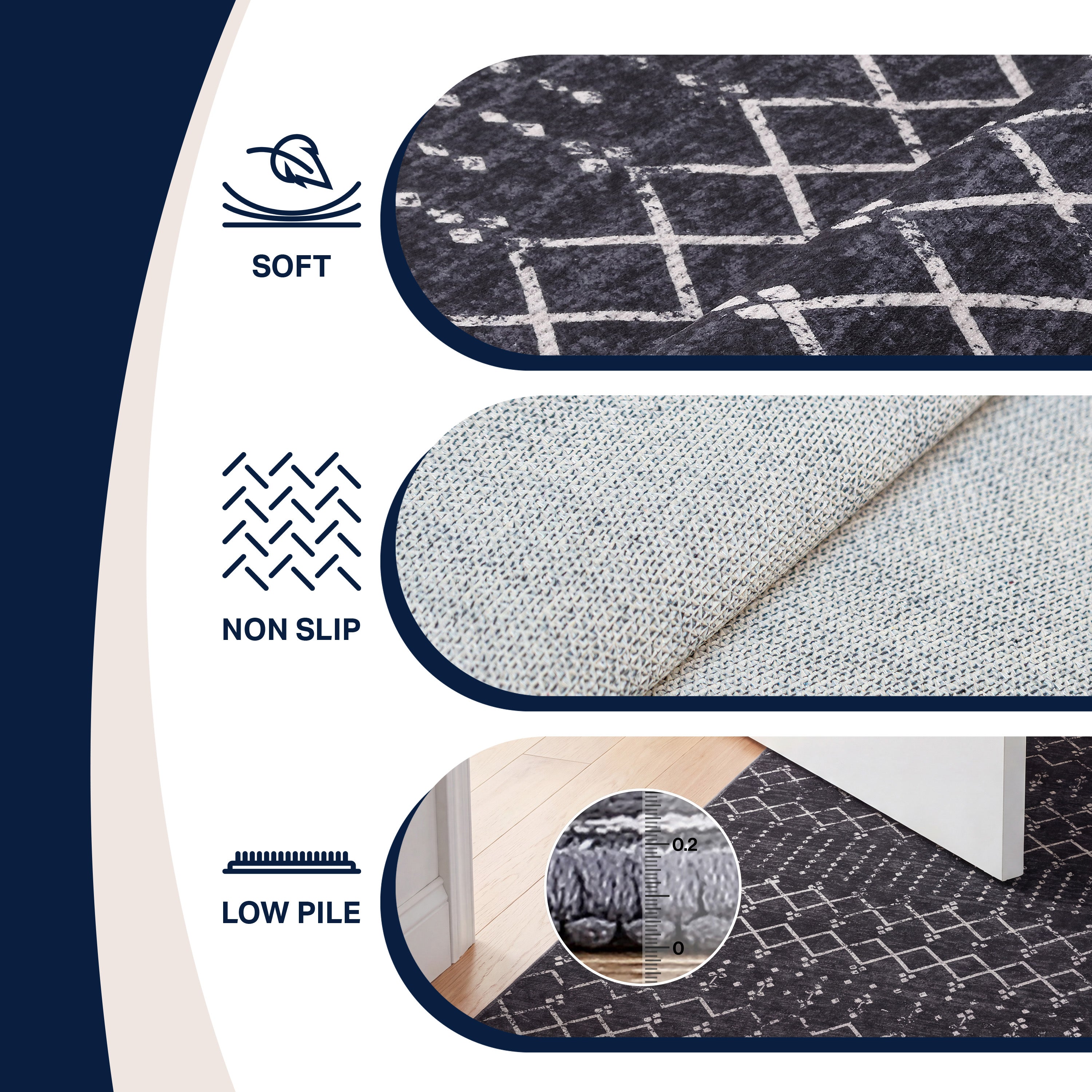 Leila Moroccan Diamond Trellis Non-Slip Machine-Washable Rug