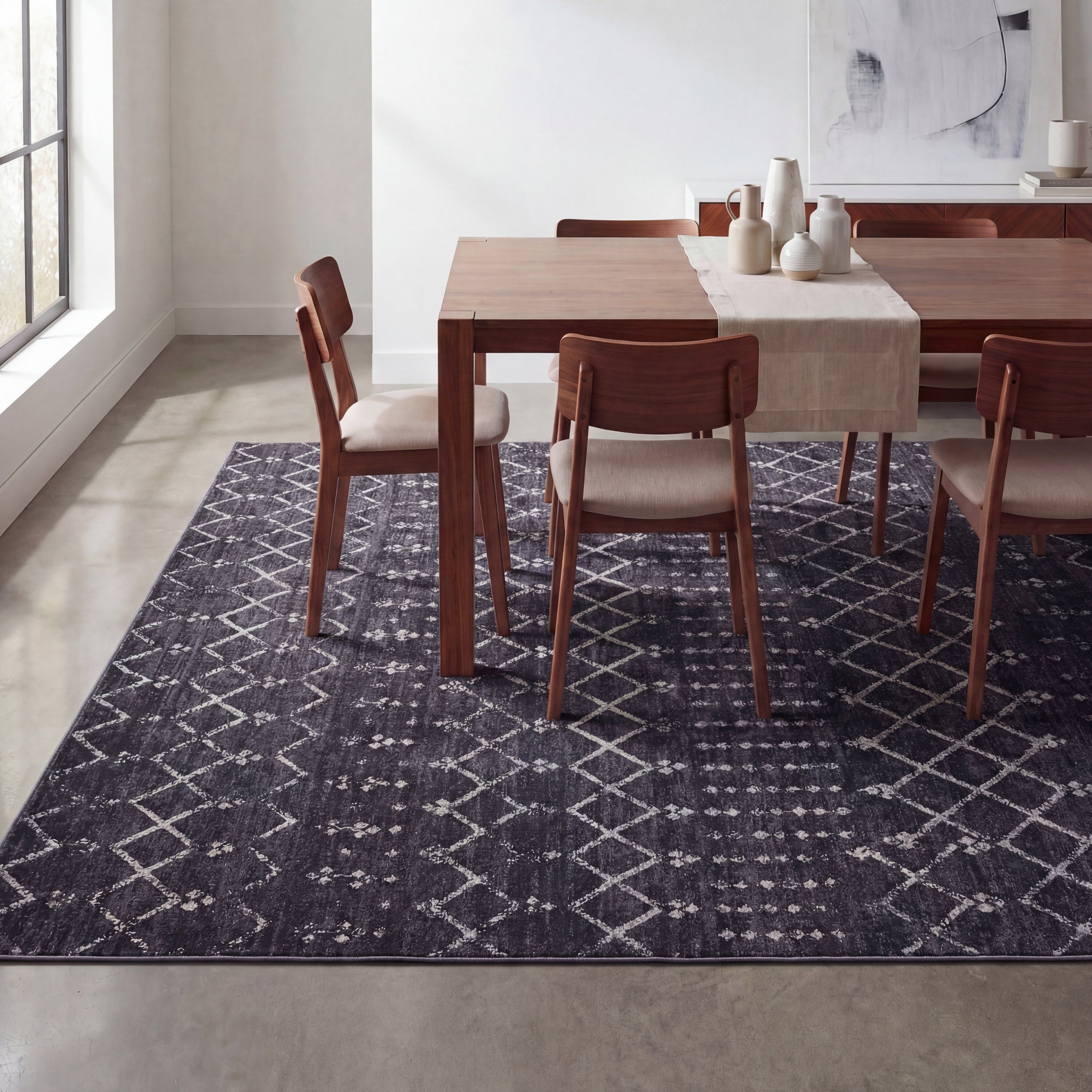 Leila Moroccan Diamond Trellis Non-Slip Machine-Washable Rug