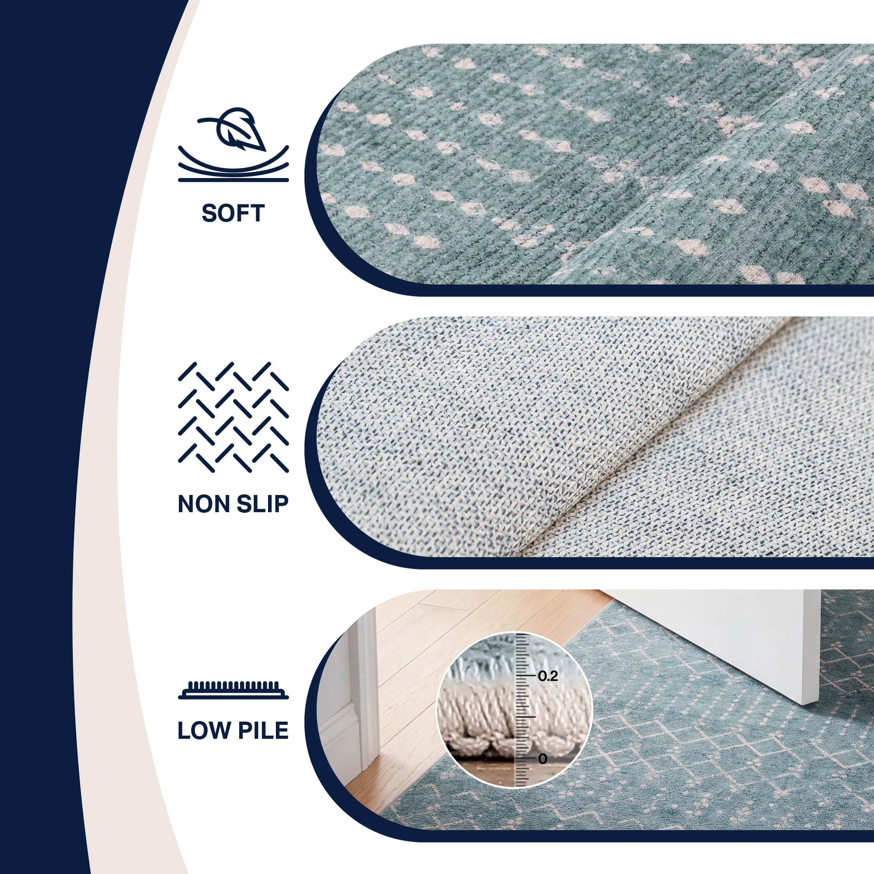 Leila Moroccan Diamond Trellis Non-Slip Machine-Washable Rug