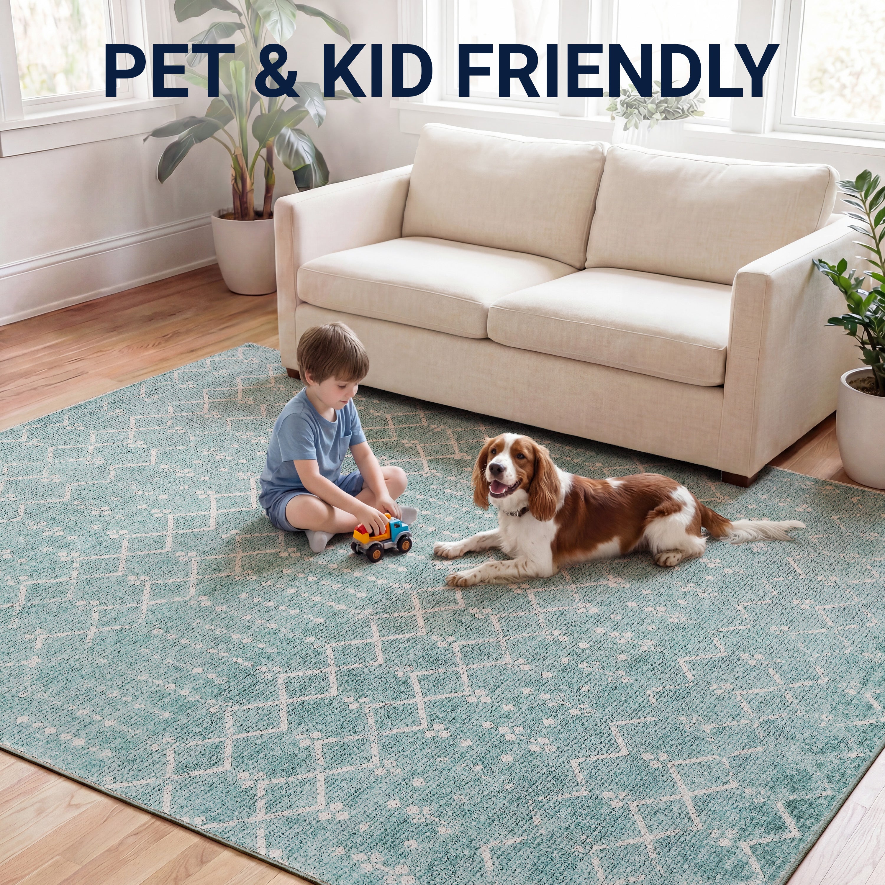 Leila Moroccan Diamond Trellis Non-Slip Machine-Washable Rug