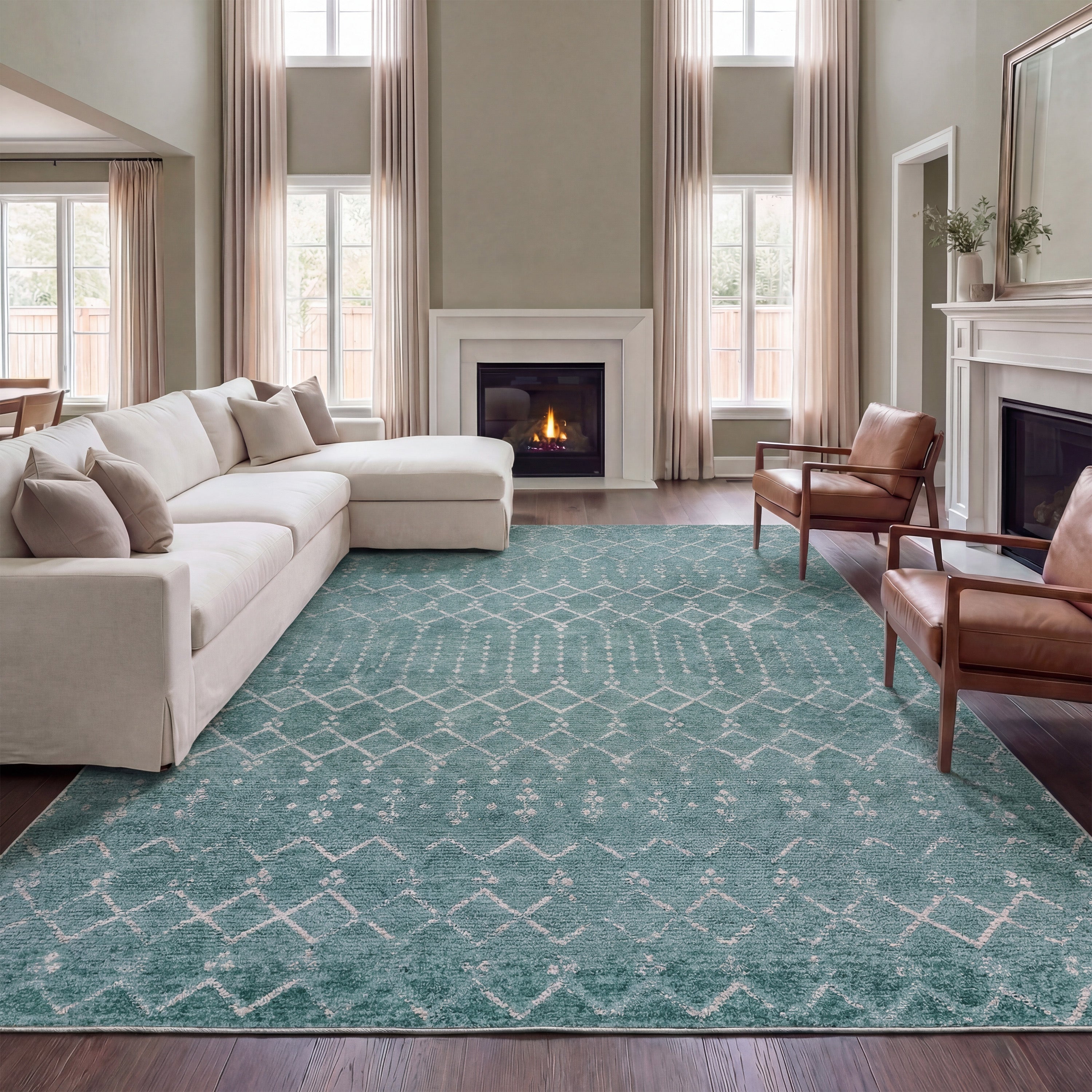 Leila Moroccan Diamond Trellis Non-Slip Machine-Washable Rug
