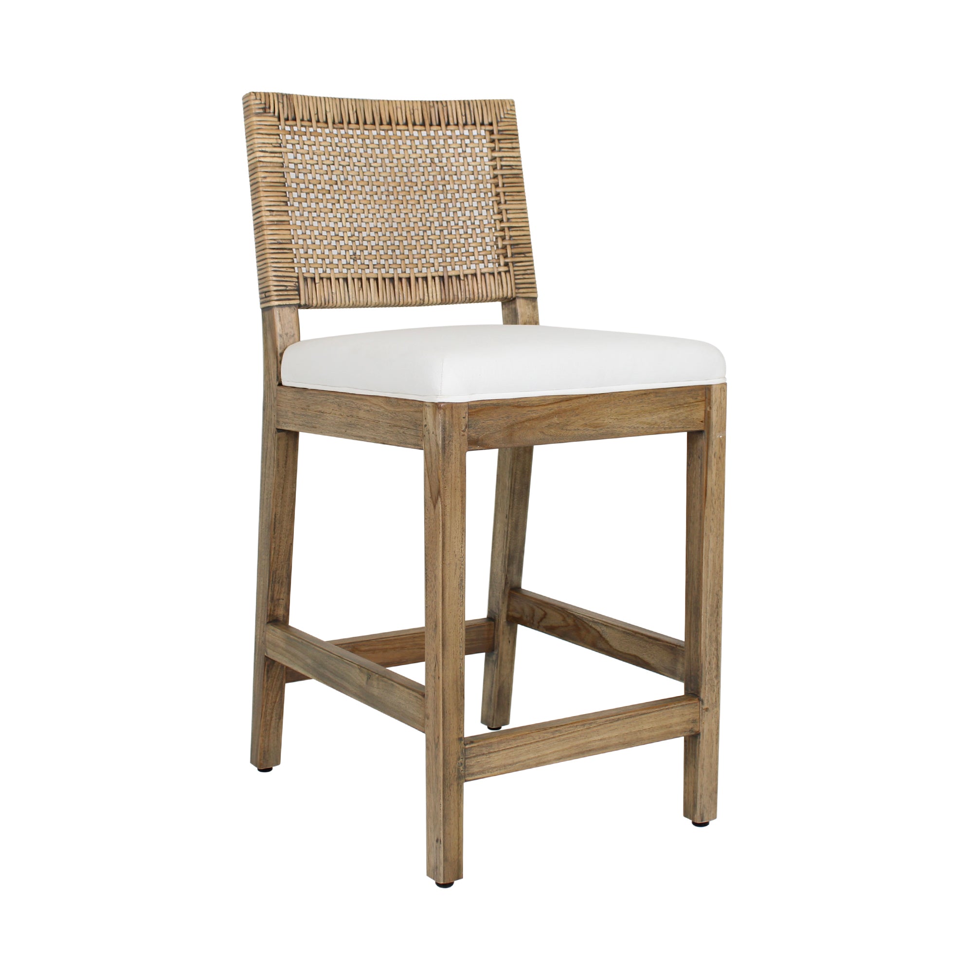 Danish Counterstool With Upholstered Seat, Antique Natural