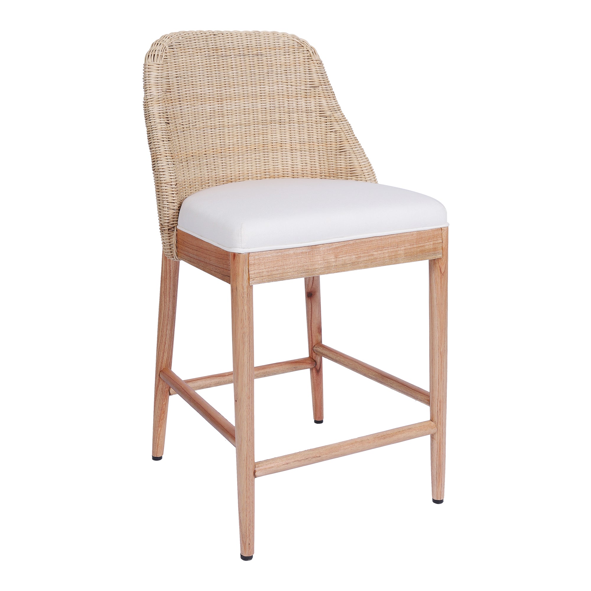 Shanhara Rattan Weave Counterstool With Wood Legs, Natural
