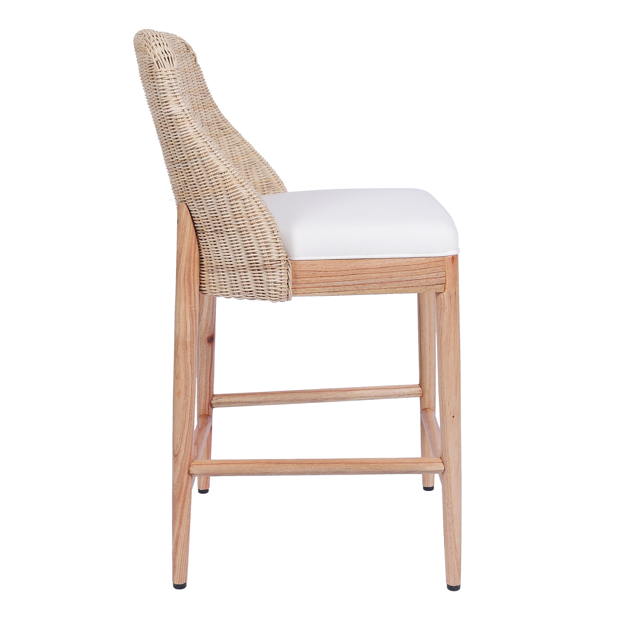 Shanhara Rattan Weave Counterstool With Wood Legs, Natural
