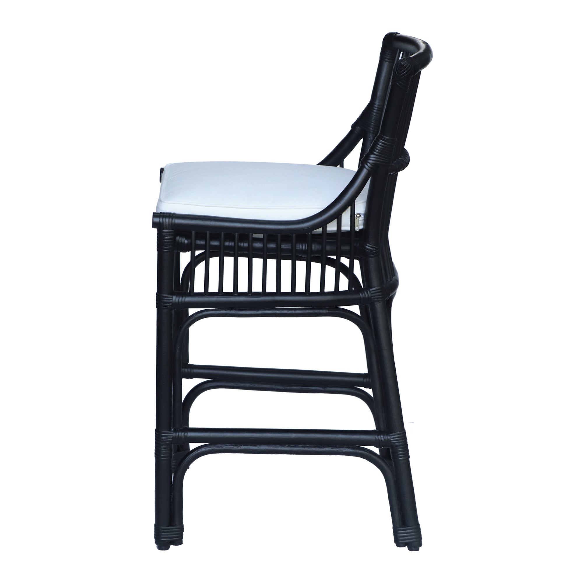 Rattan Slat Back Counter Stool Black