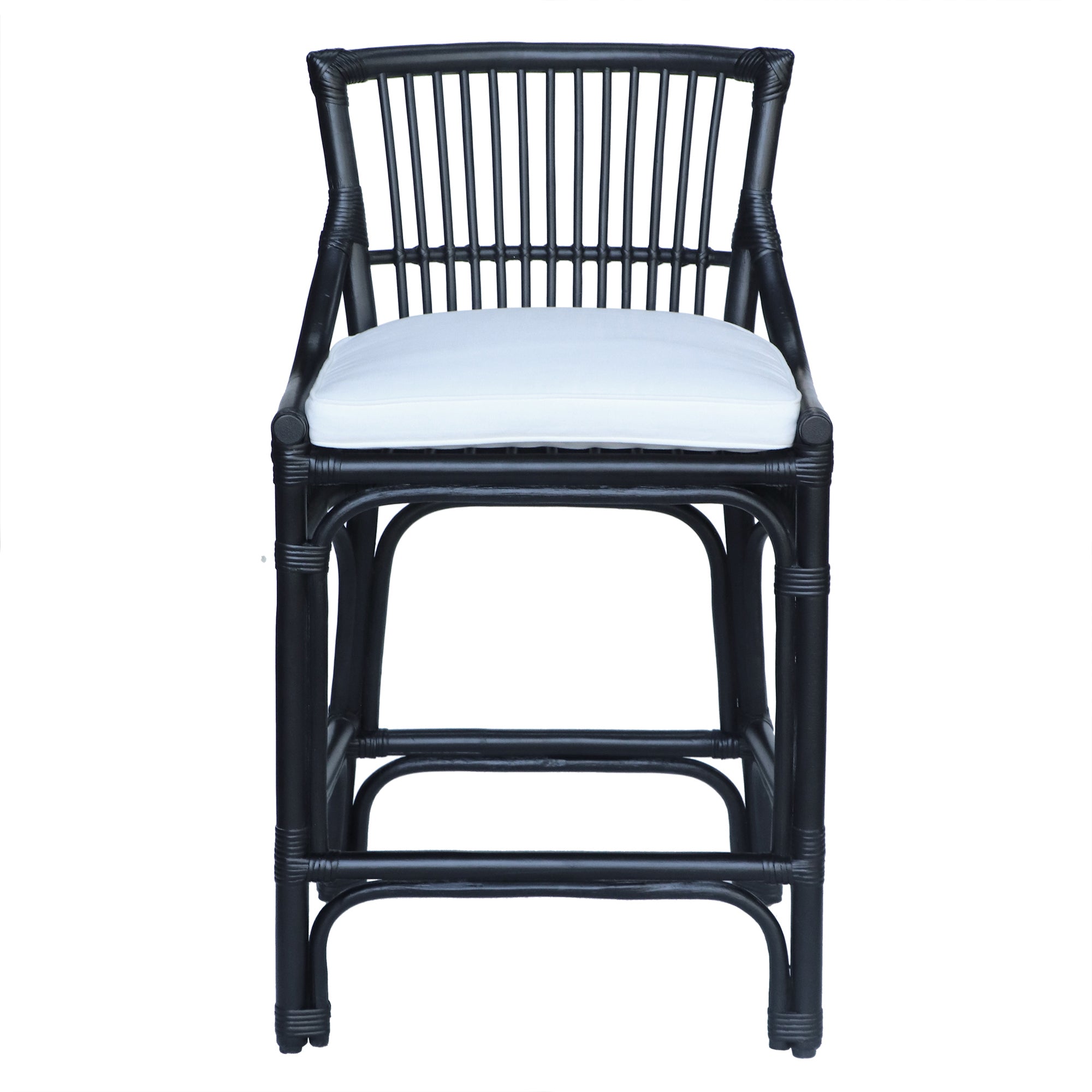 Rattan Slat Back Counter Stool Black