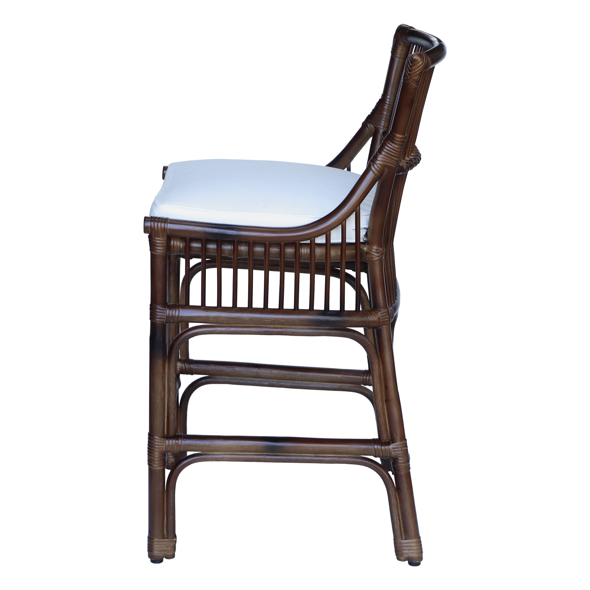 Rattan Slat Back Counter Stool Dark Brown