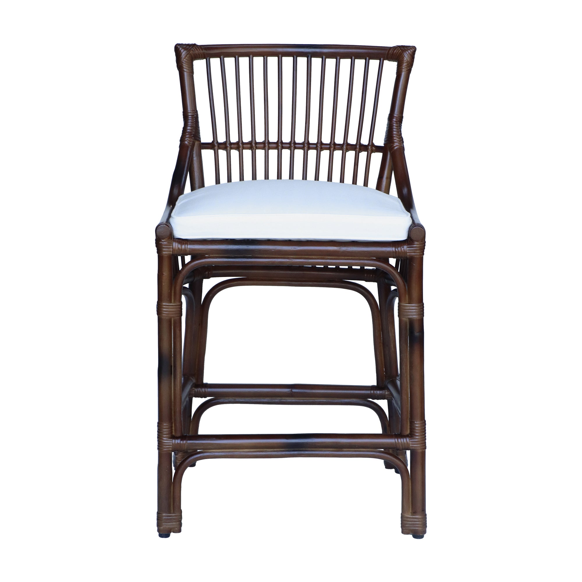 Rattan Slat Back Counter Stool Dark Brown