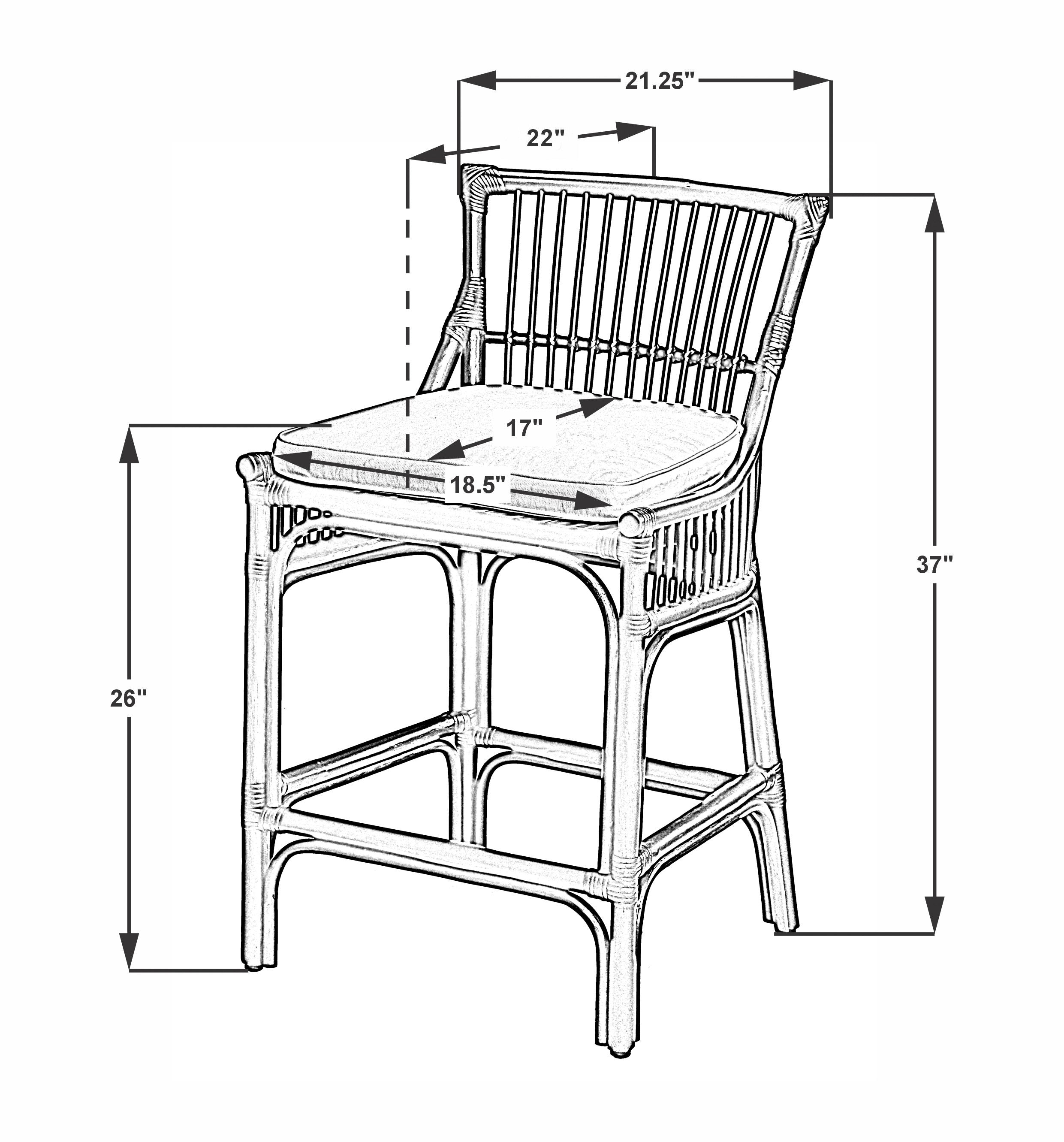 Rattan Slat Back Counter Stool Dark Brown