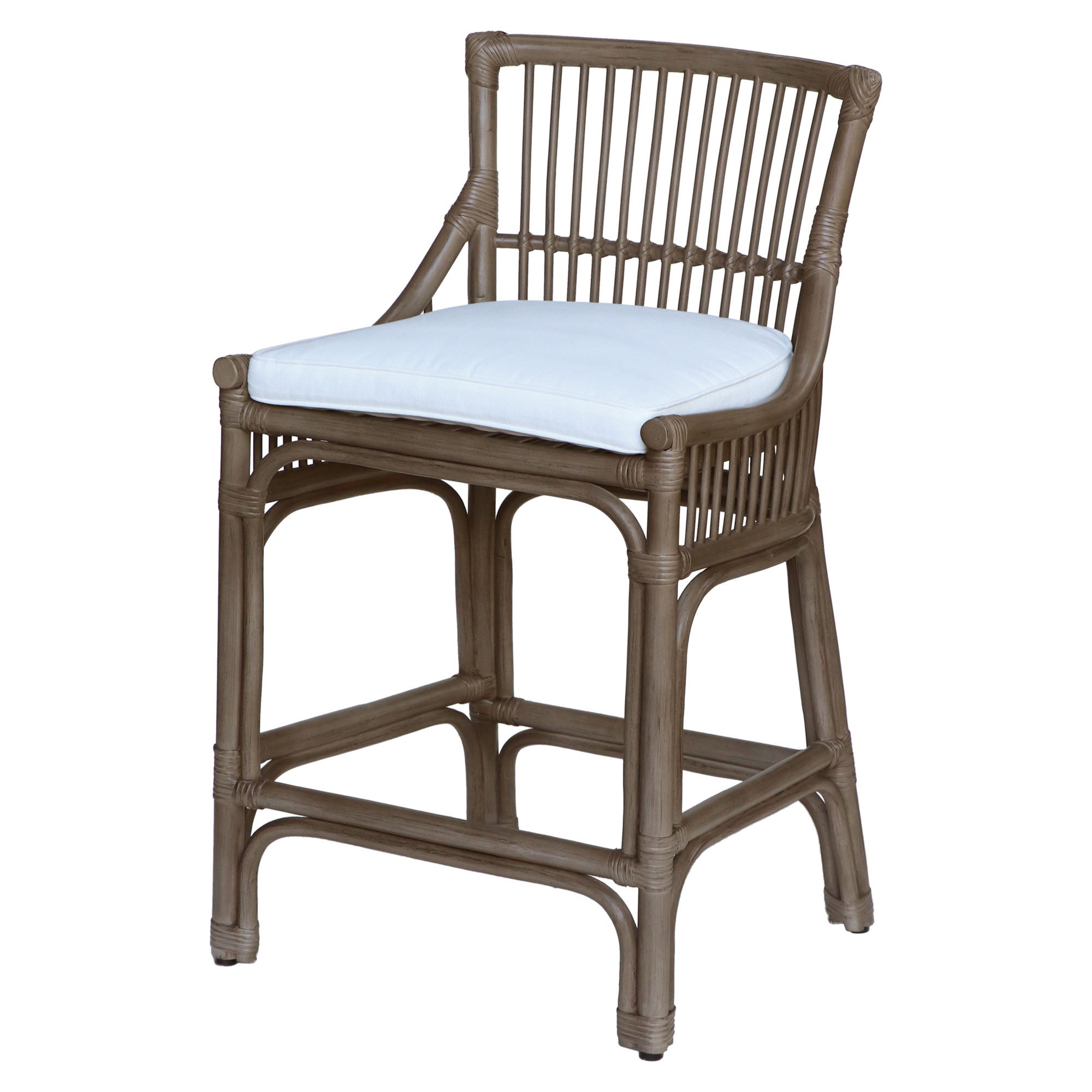 Rattan Slat Back Counter Stool Gray