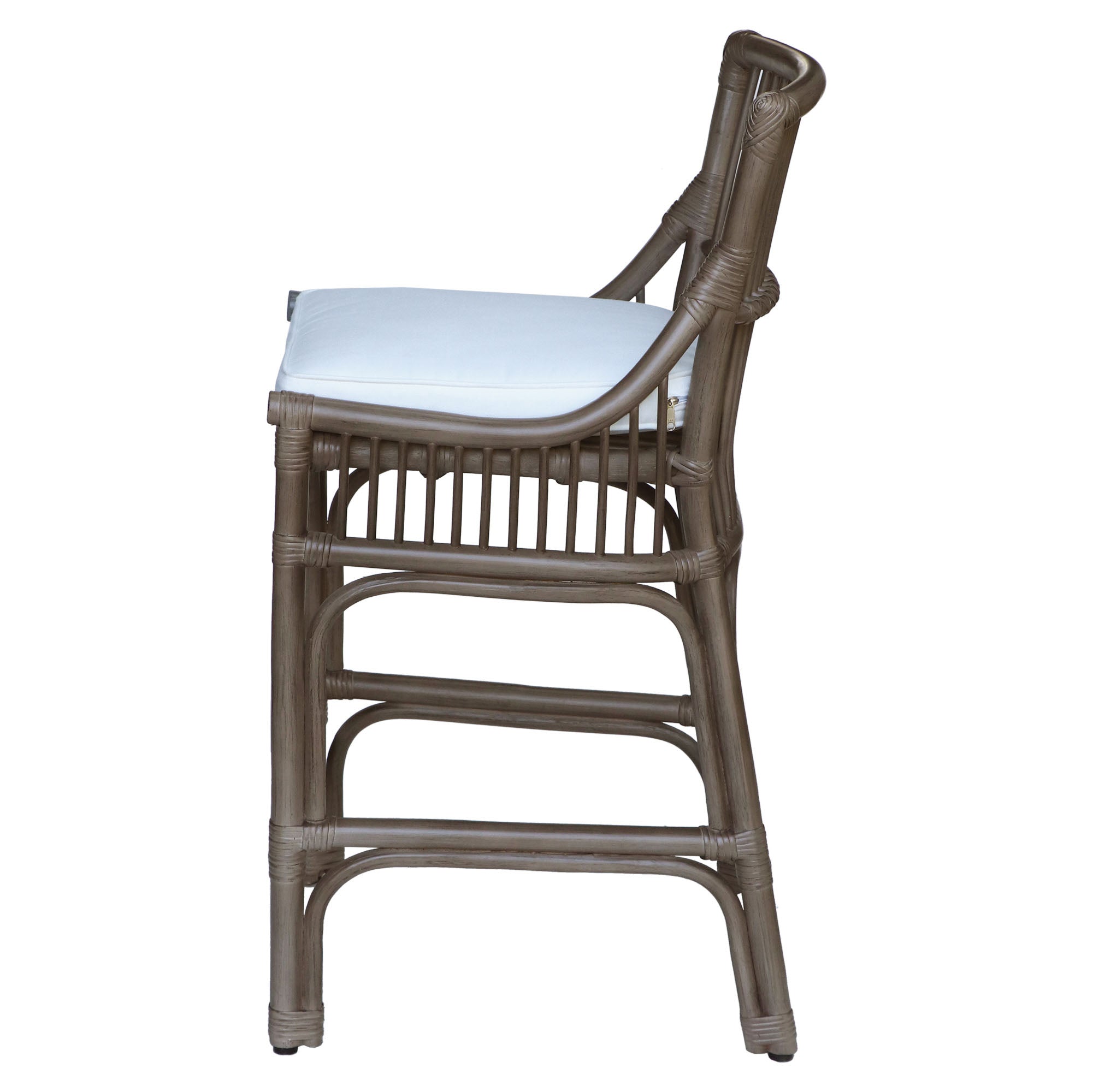 Rattan Slat Back Counter Stool Gray