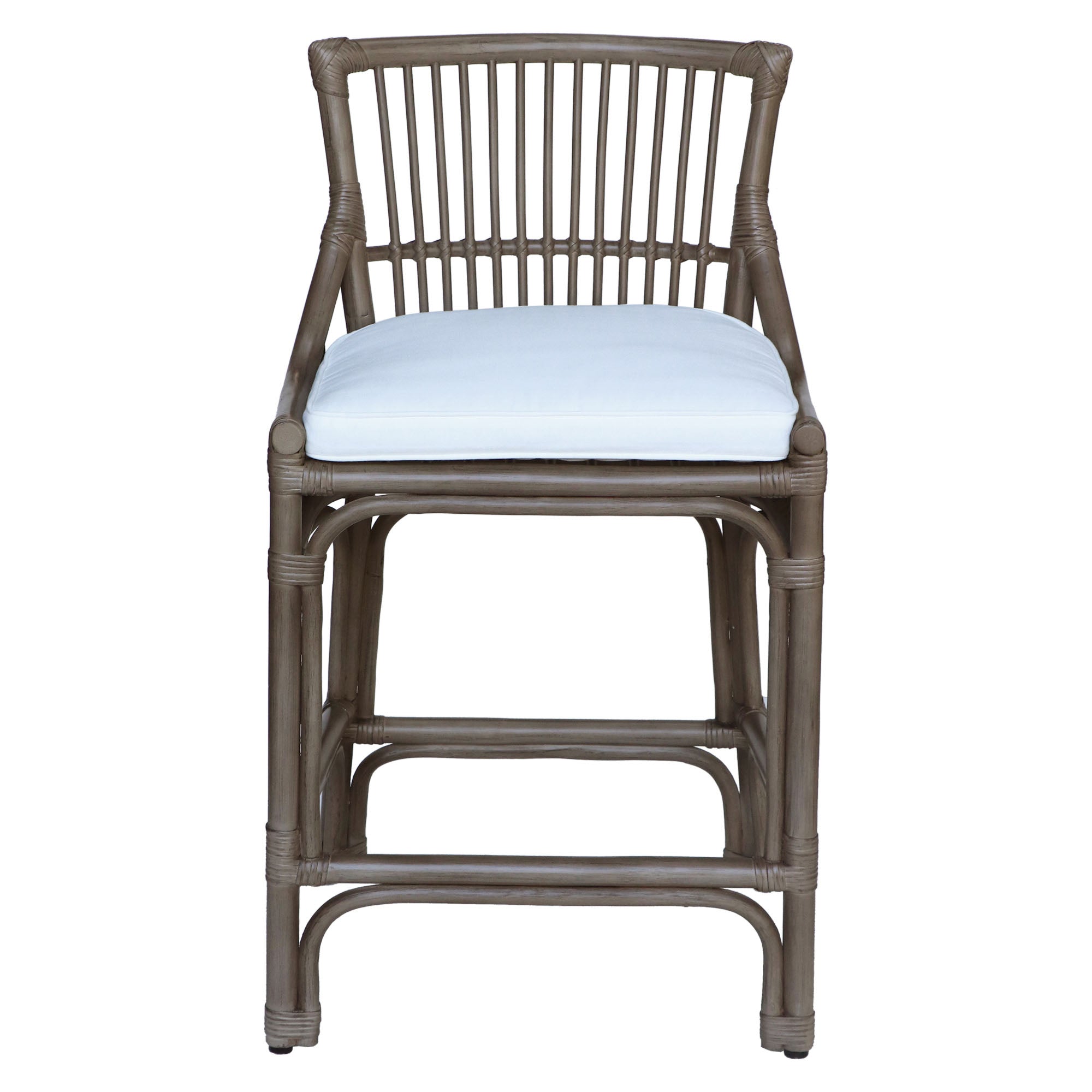 Rattan Slat Back Counter Stool Gray
