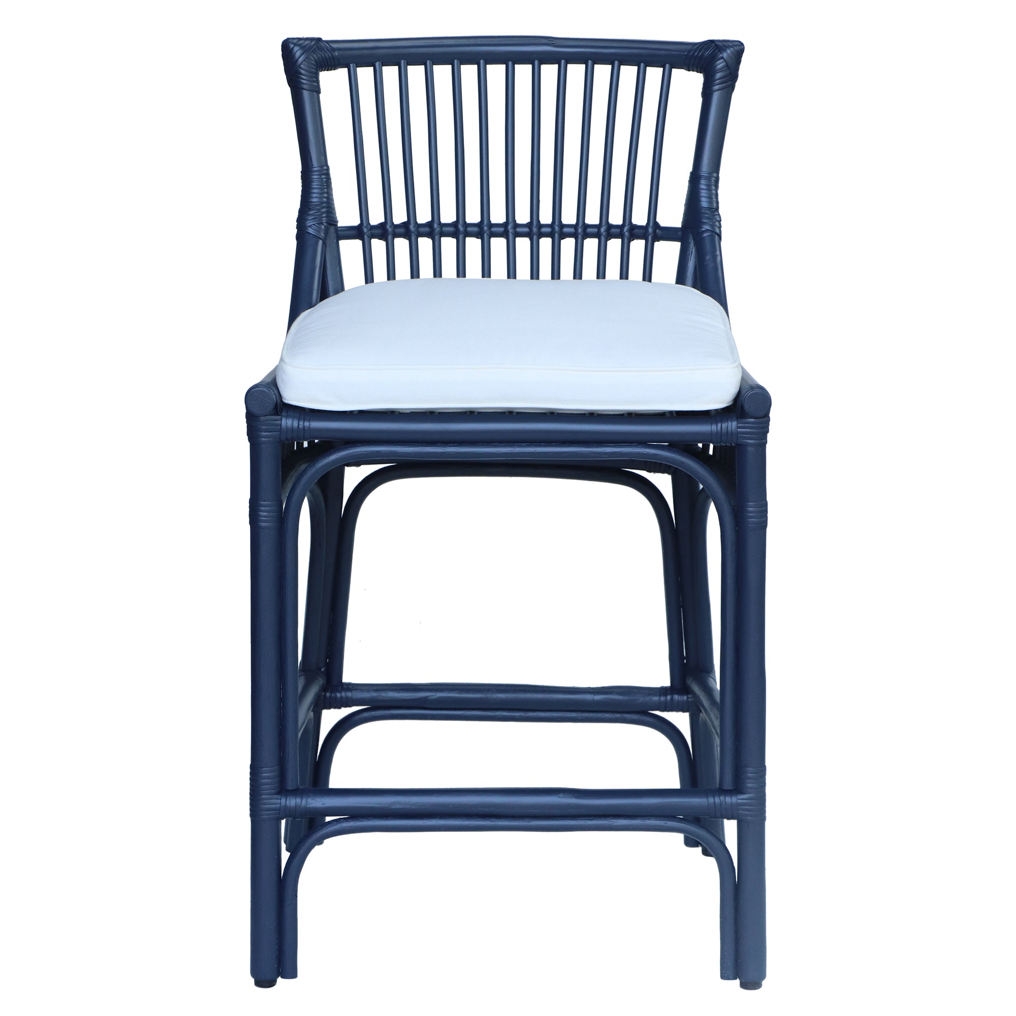 Rattan Slat Back Counter Stool Blue