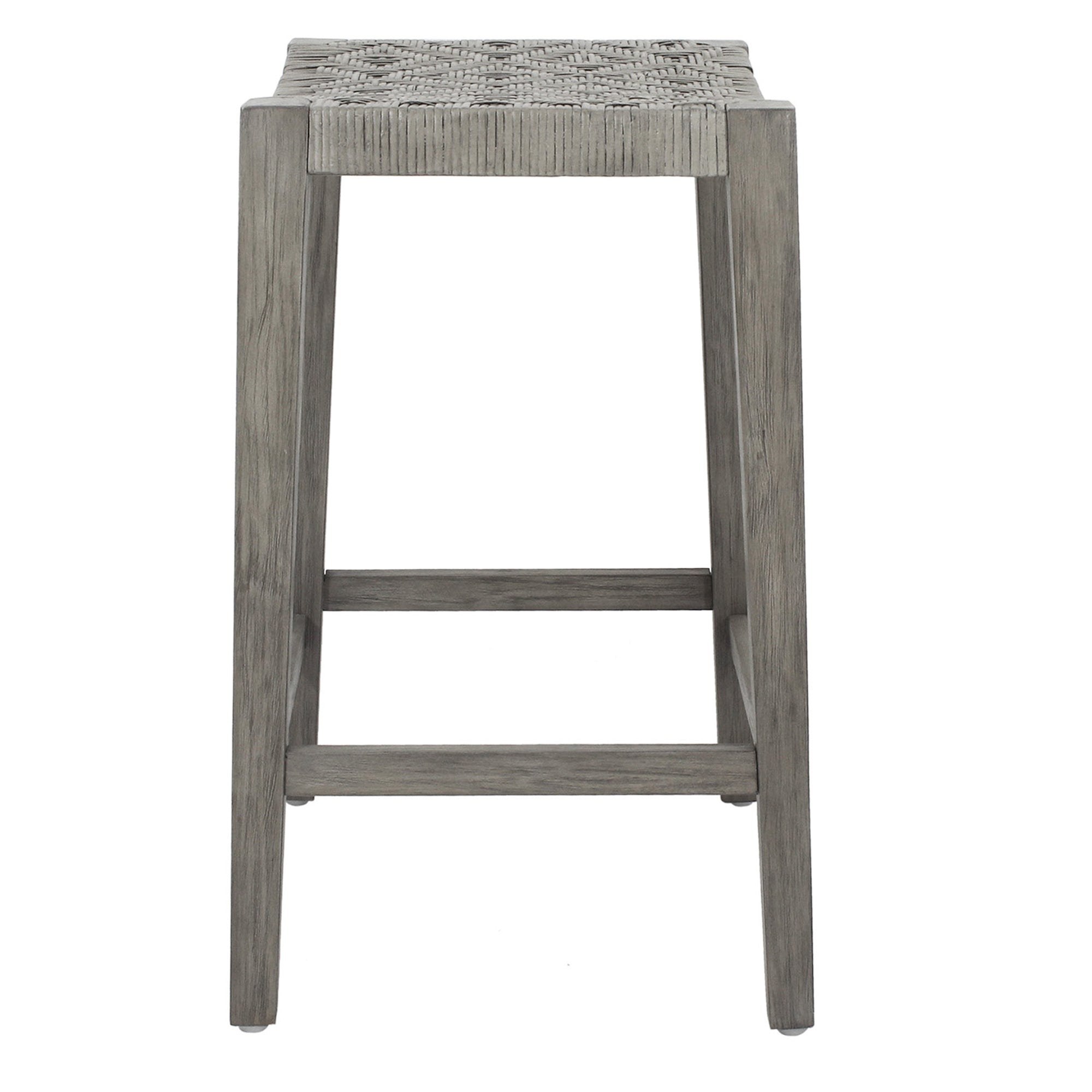 Javi Mahogany Wood and Rattan Seat Backless Counterstool, Set of 2