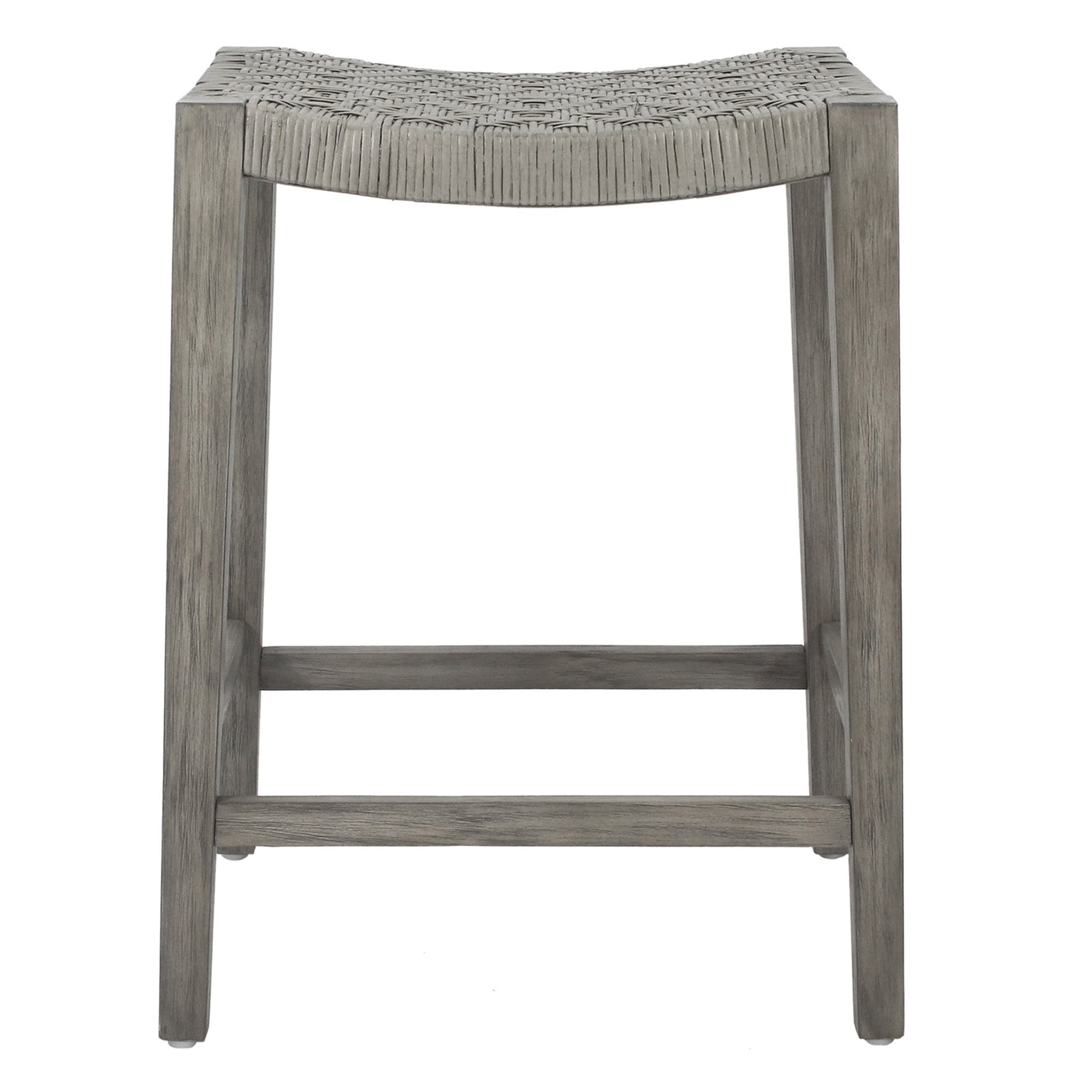 Javi Mahogany Wood and Rattan Seat Backless Counterstool, Set of 2