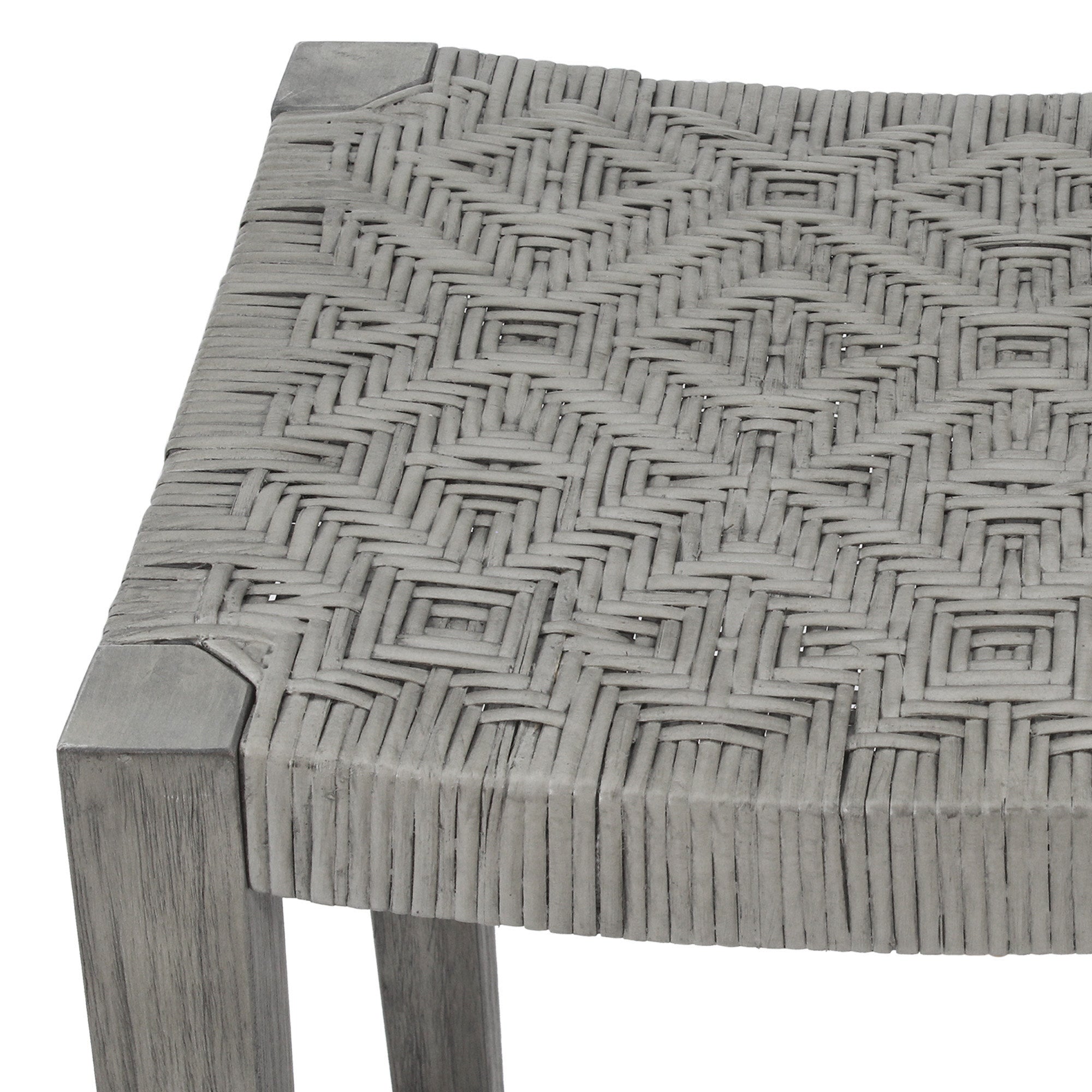 Javi Mahogany Wood and Rattan Seat Backless Counterstool, Set of 2