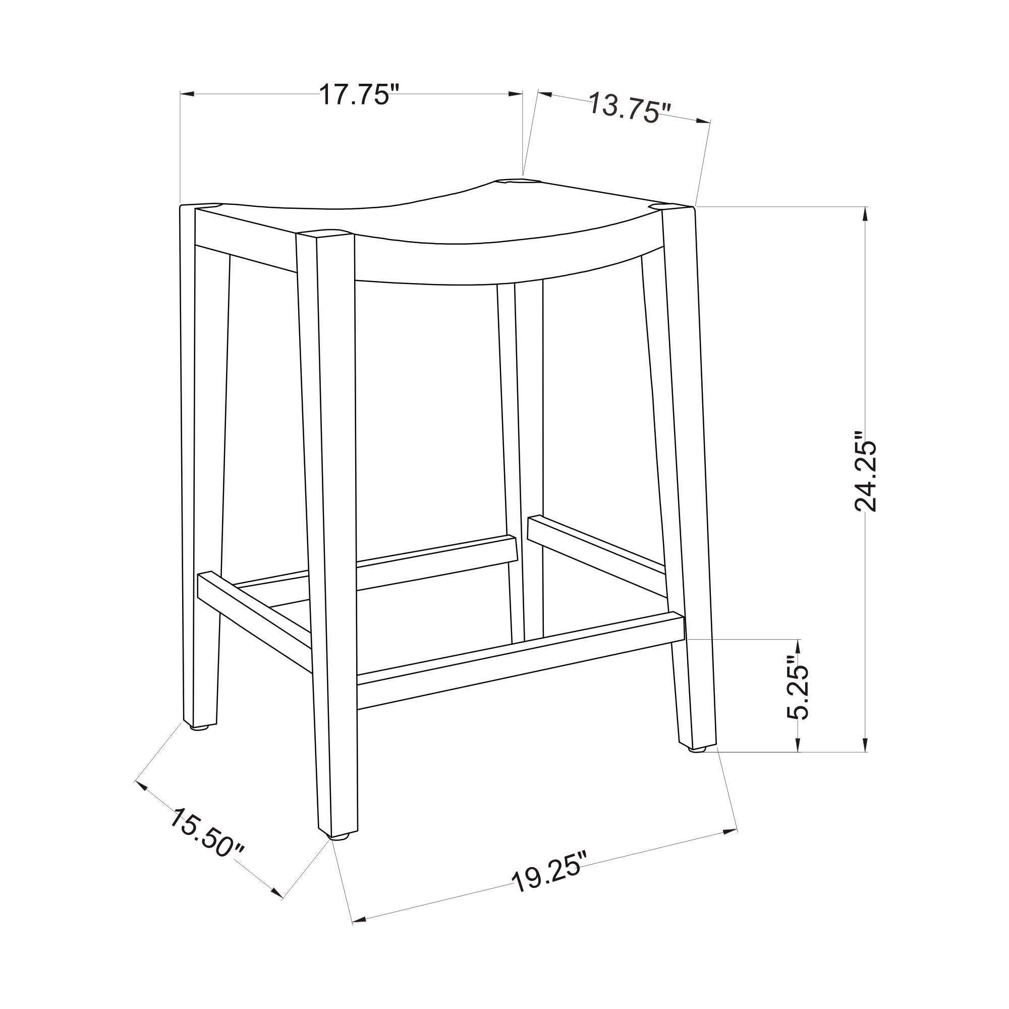 Javi Mahogany Wood and Rattan Seat Backless Counterstool, Set of 2
