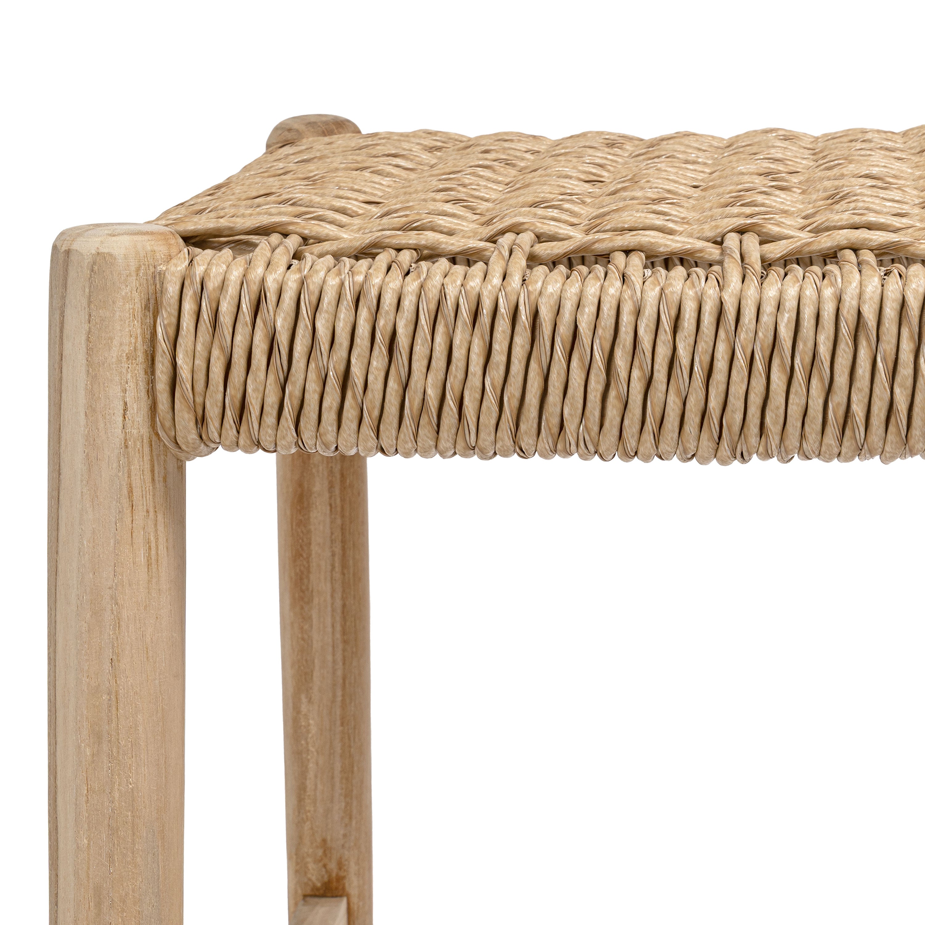 Armati Coastal Casual Handcrafted Teak Wood Backless Bar Stool