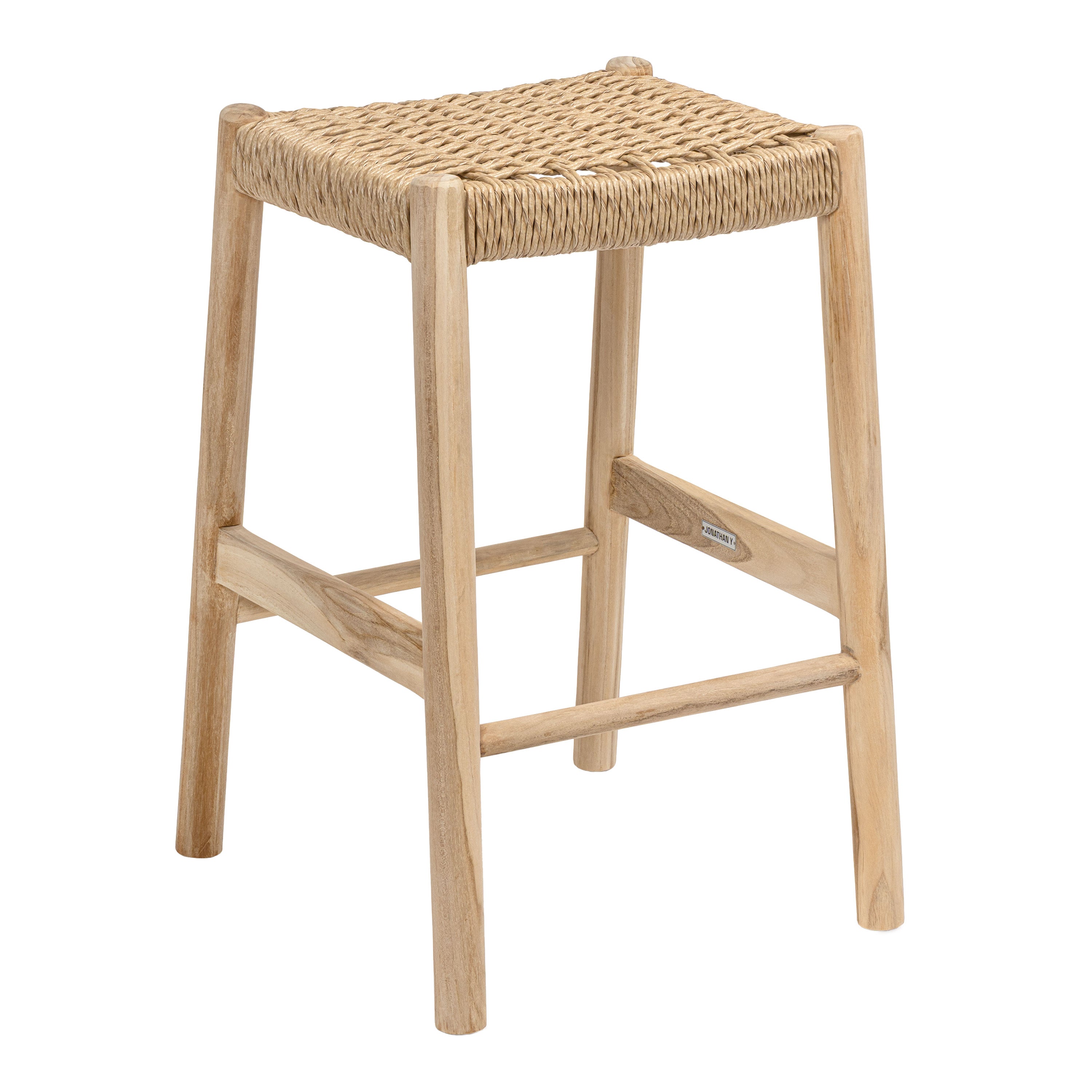 Armati Coastal Casual Handcrafted Teak Wood Backless Bar Stool