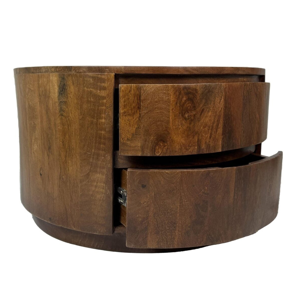 Christa 30" Round Mango Wood Coffee Table in Chestnut