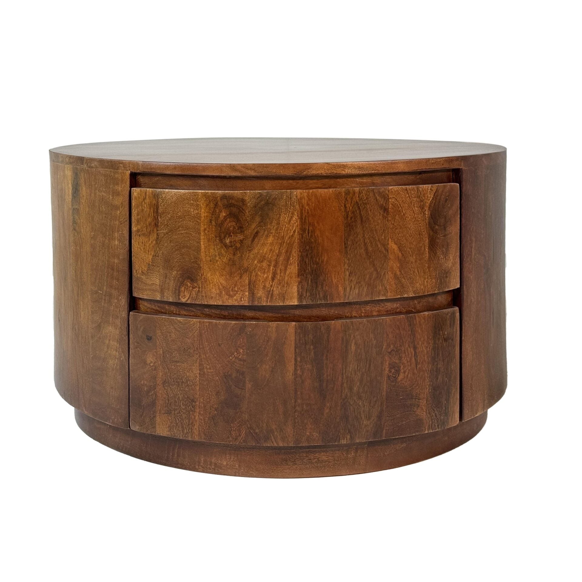 Christa 30" Round Mango Wood Coffee Table in Chestnut