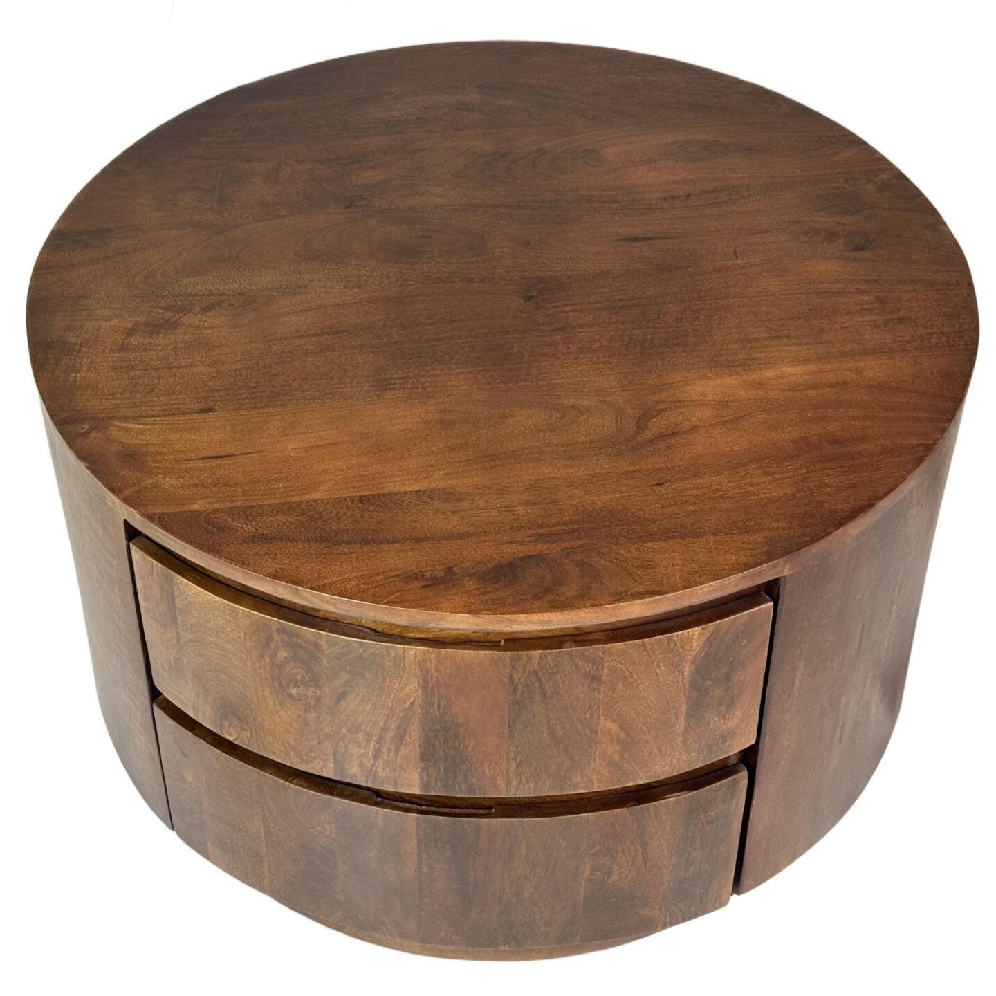 Christa 30" Round Mango Wood Coffee Table in Chestnut