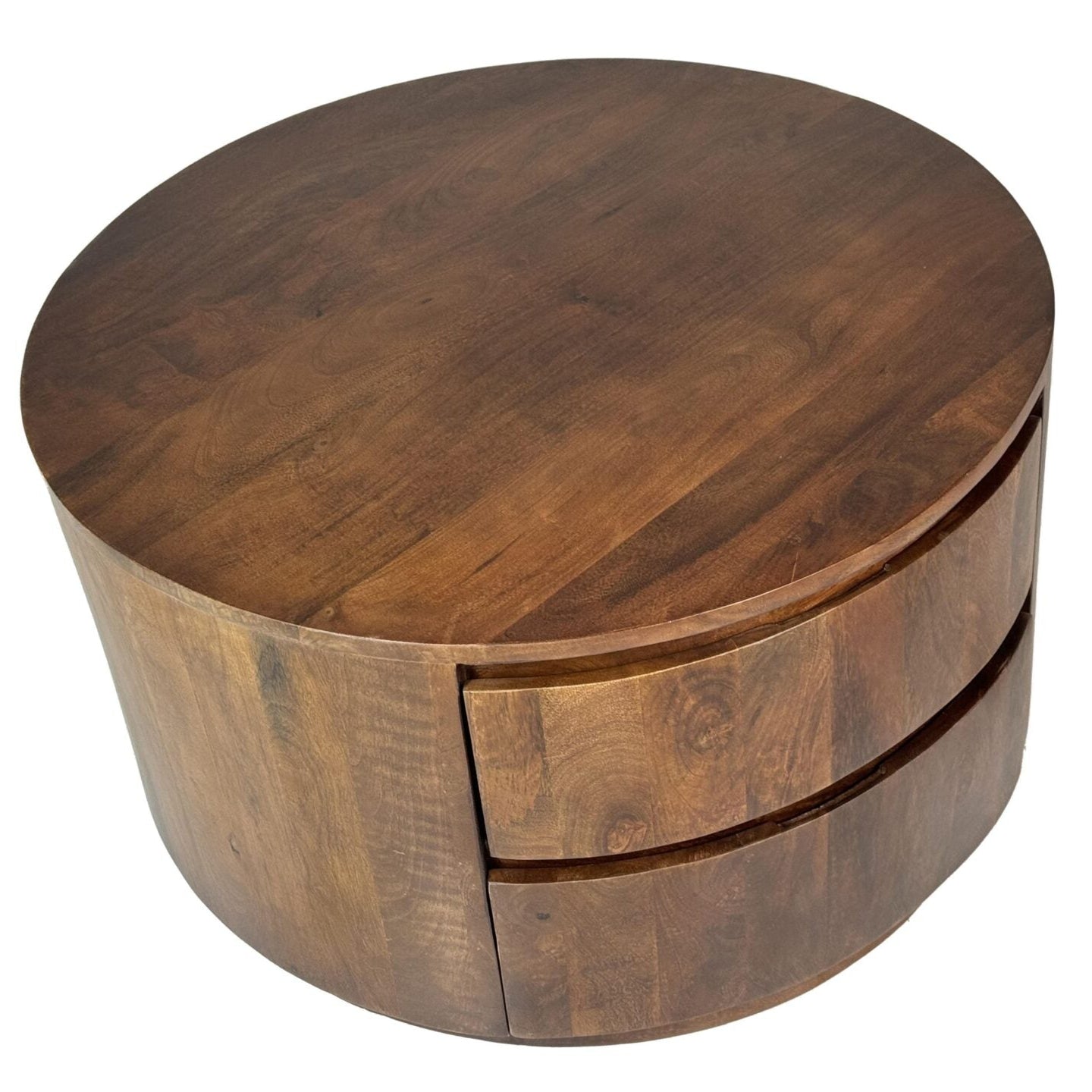 Christa 30" Round Mango Wood Coffee Table in Chestnut