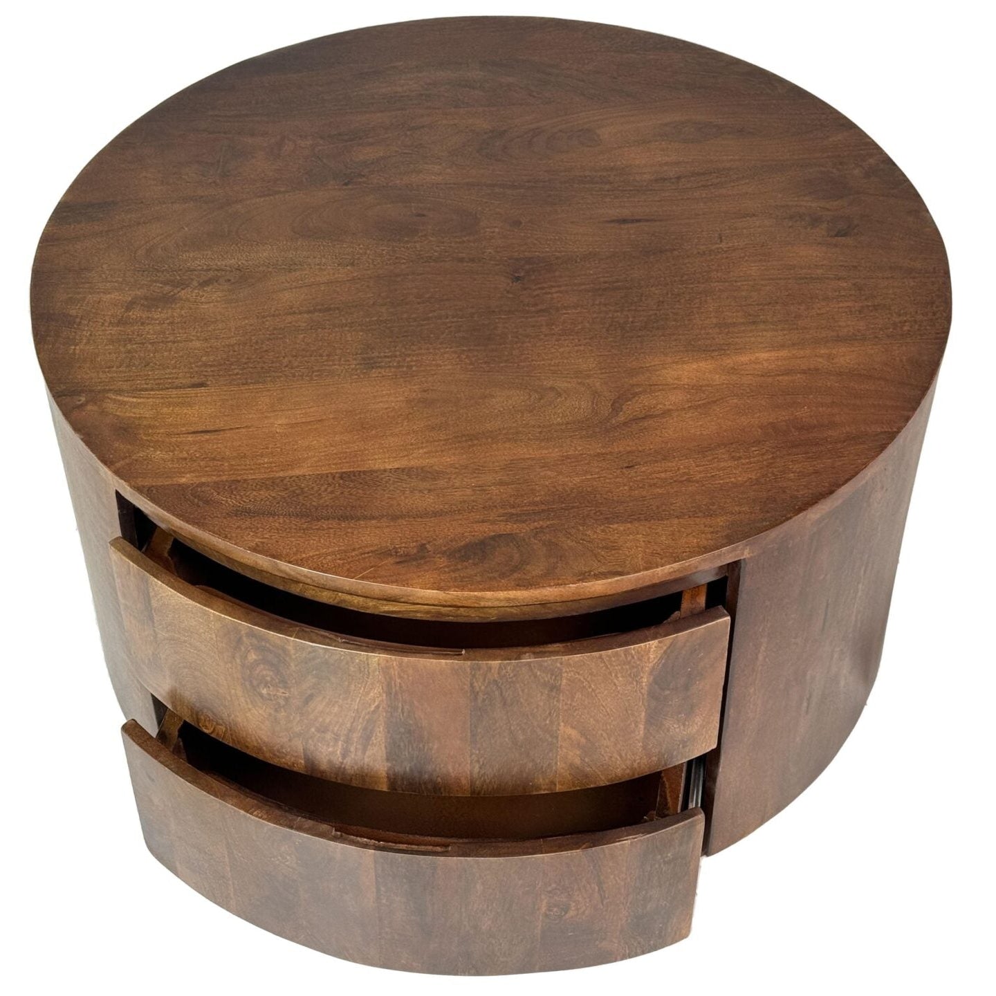 Christa 30" Round Mango Wood Coffee Table in Chestnut