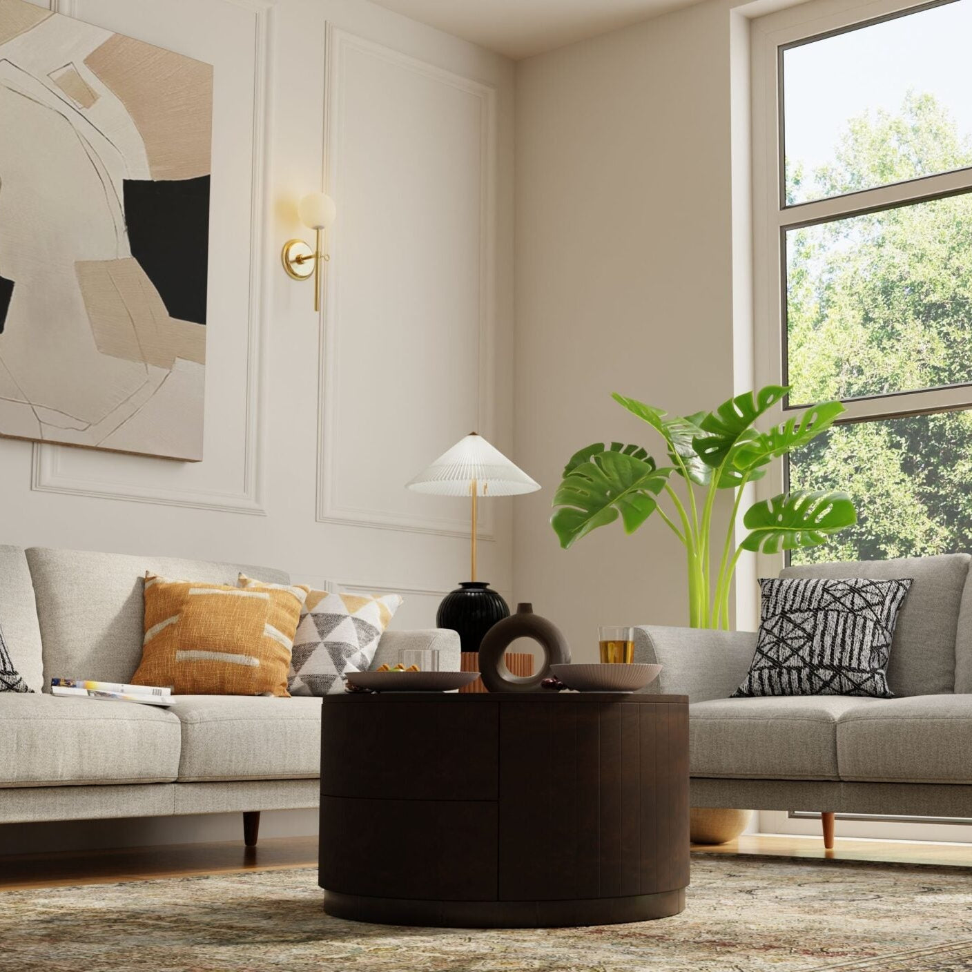 Krissa 30" Round Coffee Table Chestnut Mango Wood