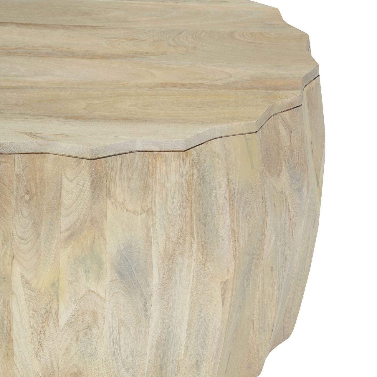 Facet 30" Diamond Carved Round Mango Wood Coffee Table