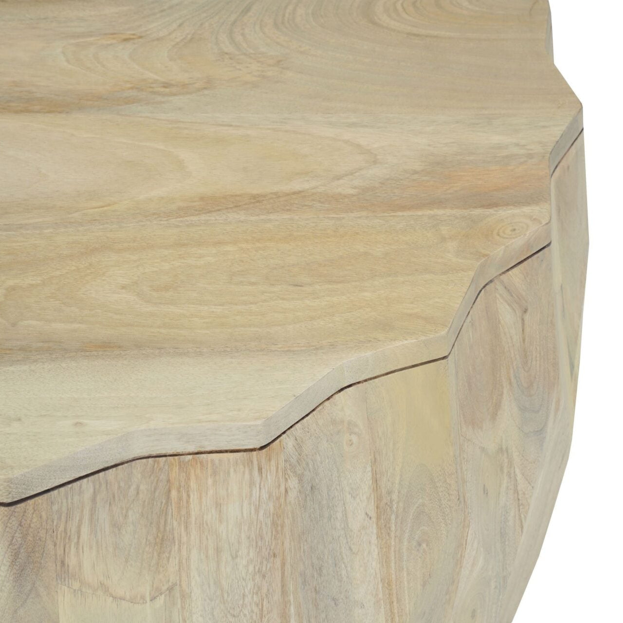 Facet 30" Diamond Carved Round Mango Wood Coffee Table