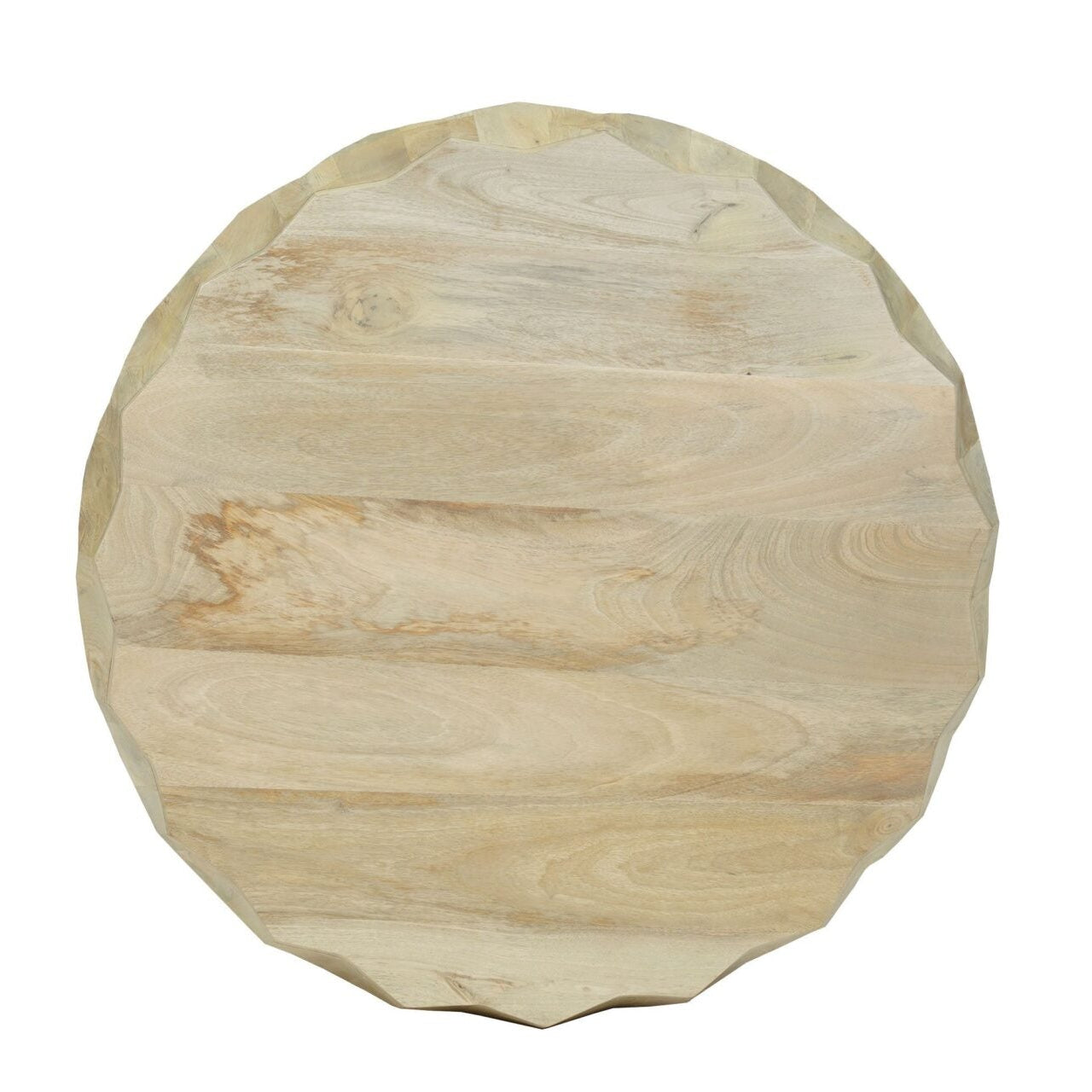 Facet 30" Diamond Carved Round Mango Wood Coffee Table