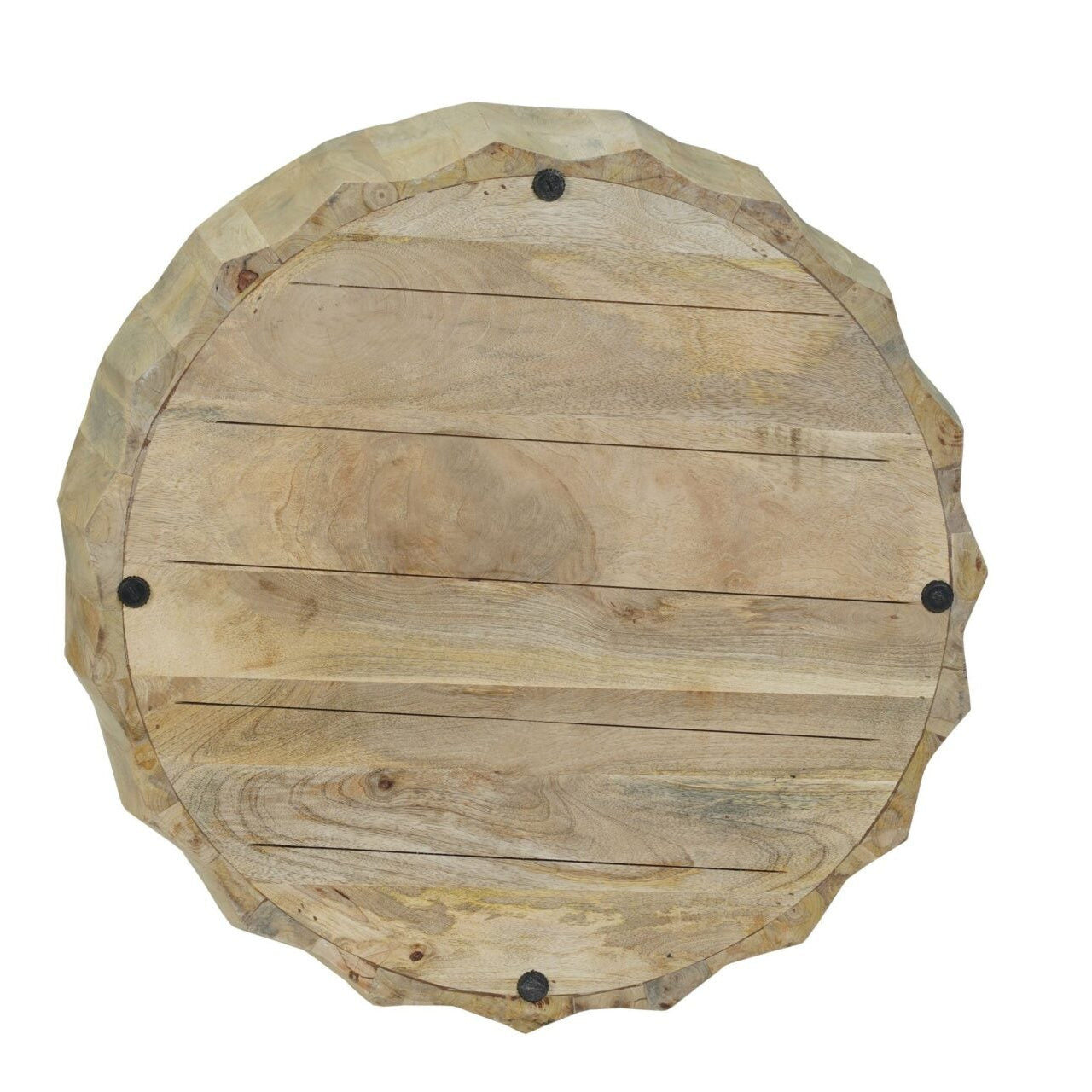 Facet 30" Diamond Carved Round Mango Wood Coffee Table