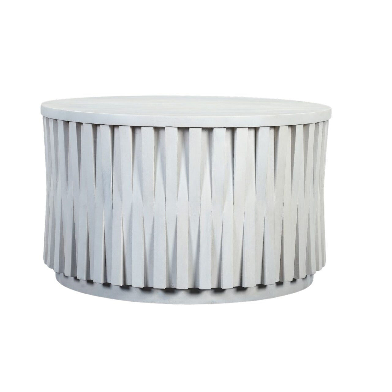 Whitewash Round Mango Wood Coffee Table