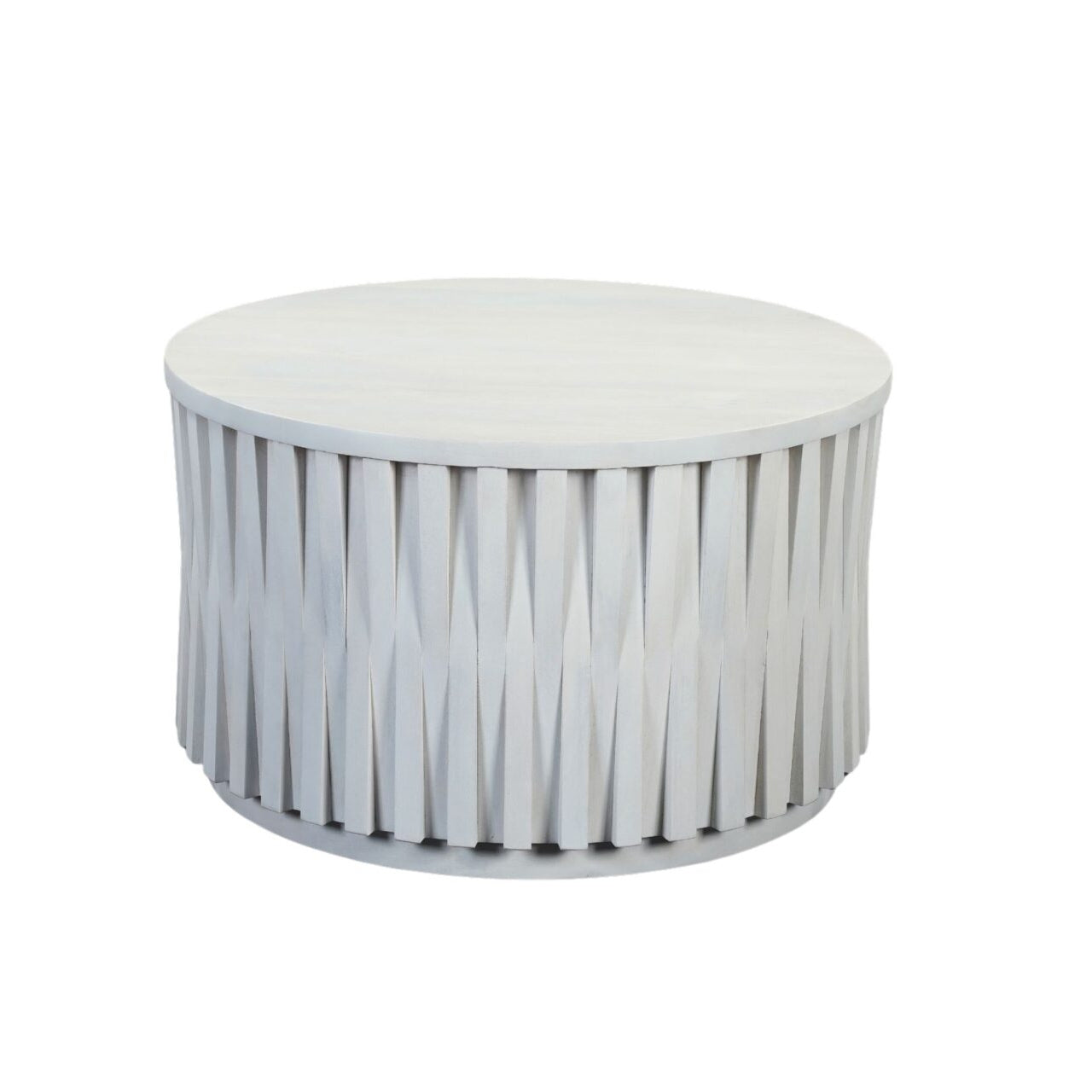 Whitewash Round Mango Wood Coffee Table