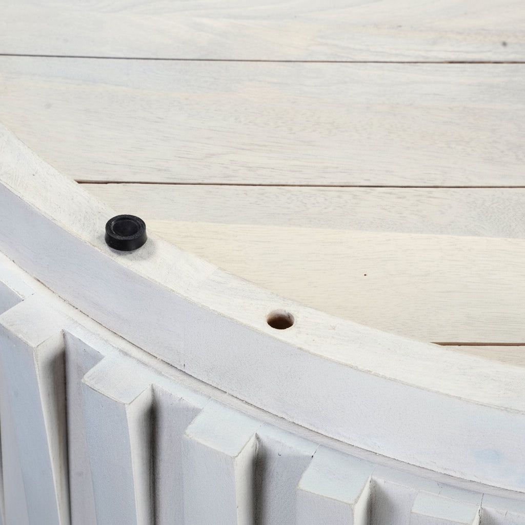 Whitewash Round Mango Wood Coffee Table