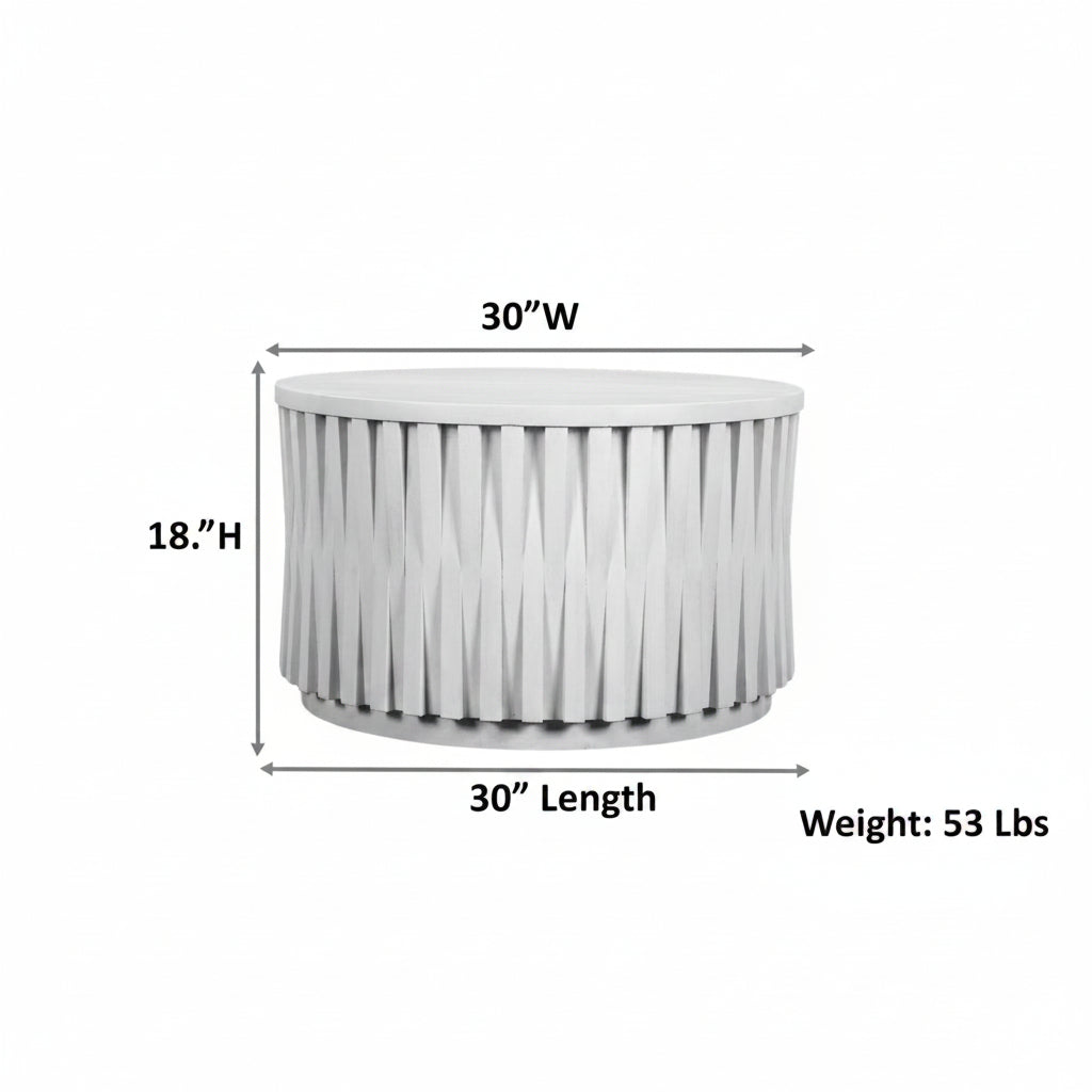 Whitewash Round Mango Wood Coffee Table