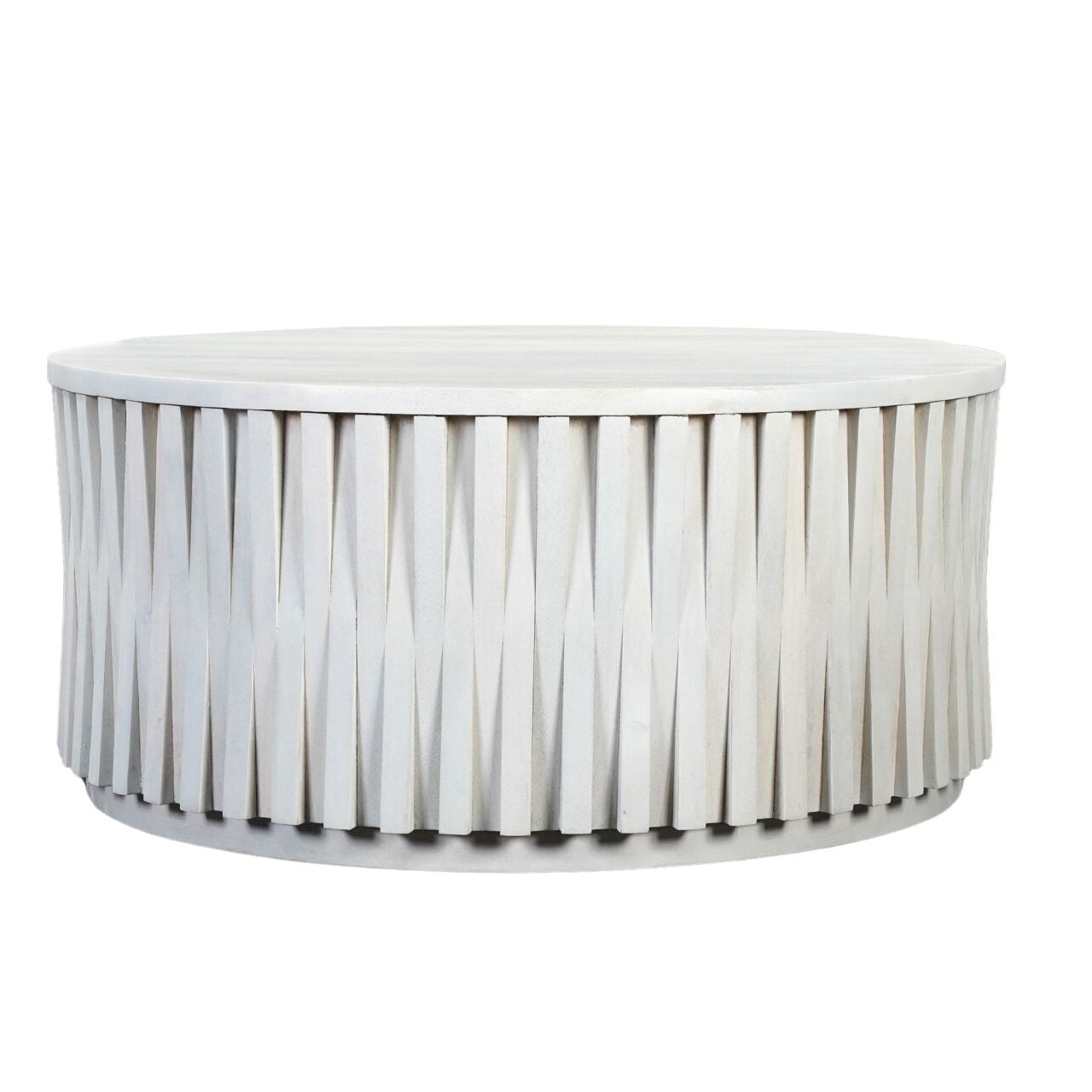 Whitewash Round Mango Wood Coffee Table
