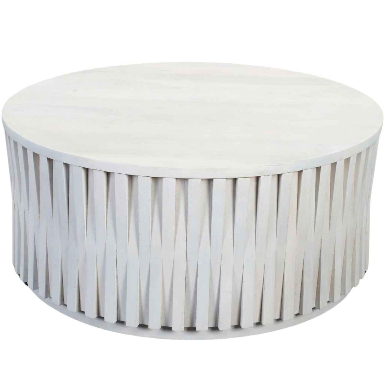 Whitewash Round Mango Wood Coffee Table