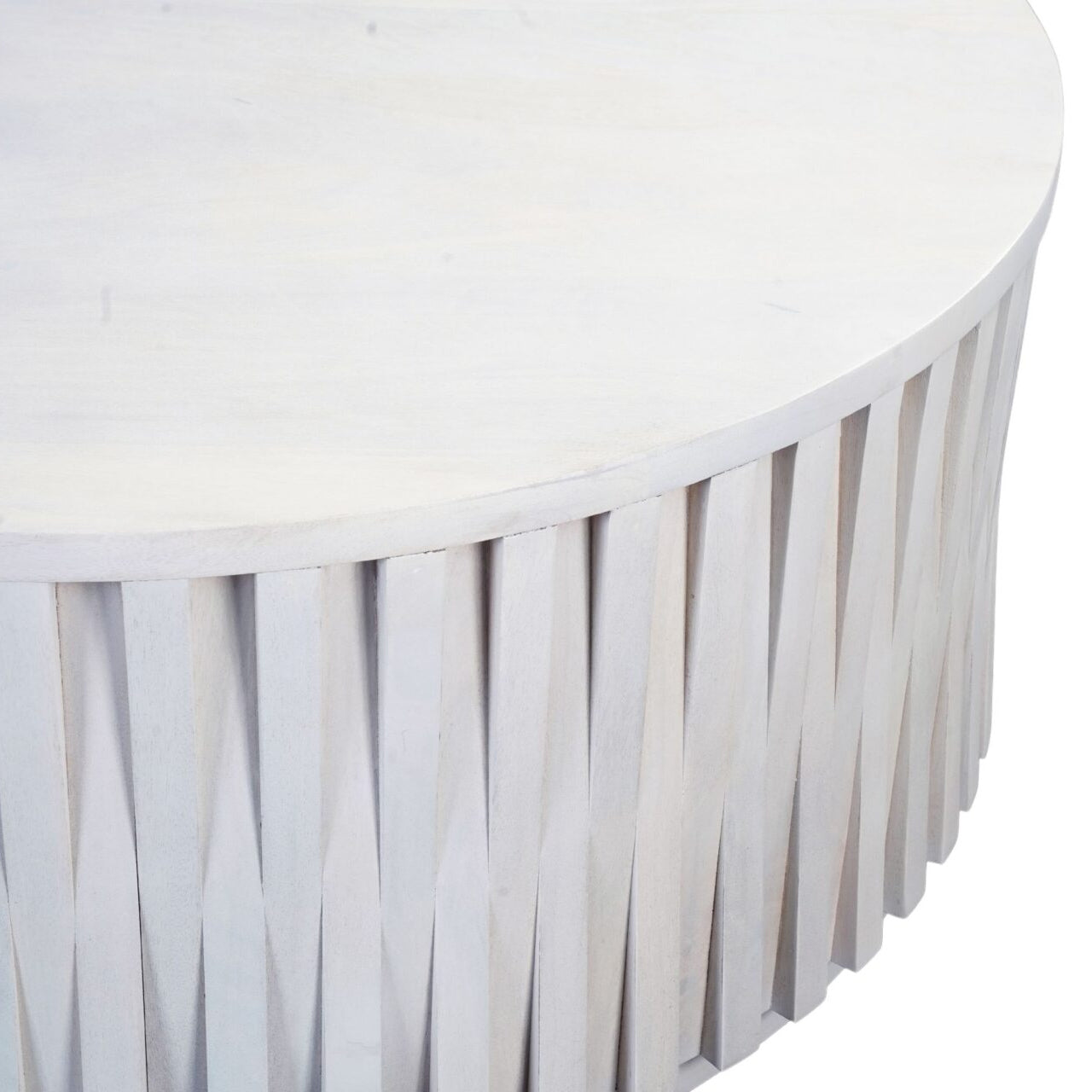 Whitewash Round Mango Wood Coffee Table
