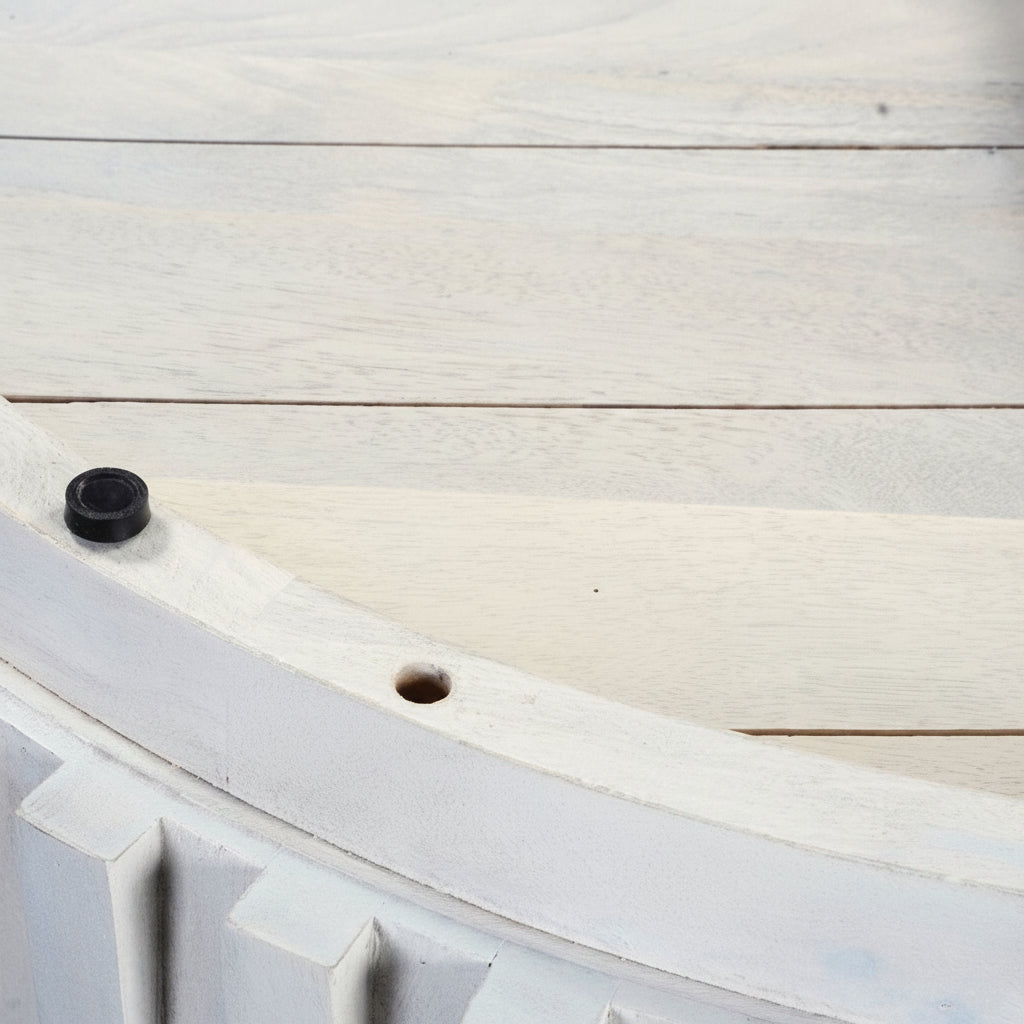 Whitewash Round Mango Wood Coffee Table