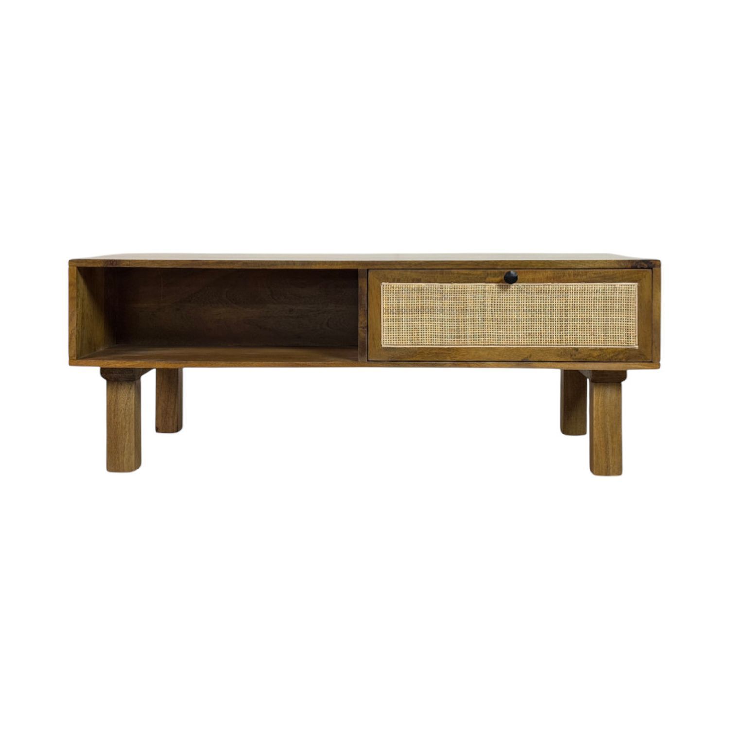 Haven Acacia Wood Coffee Table with Dual Storage Blonde Finish