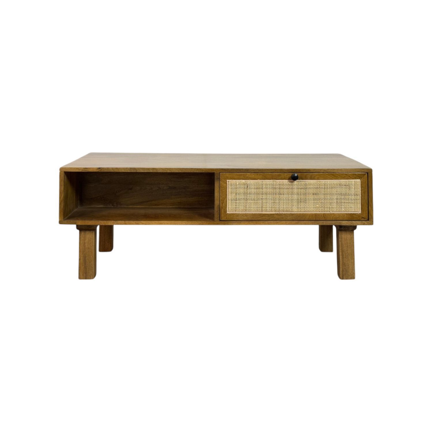 Haven Acacia Wood Coffee Table with Dual Storage Blonde Finish
